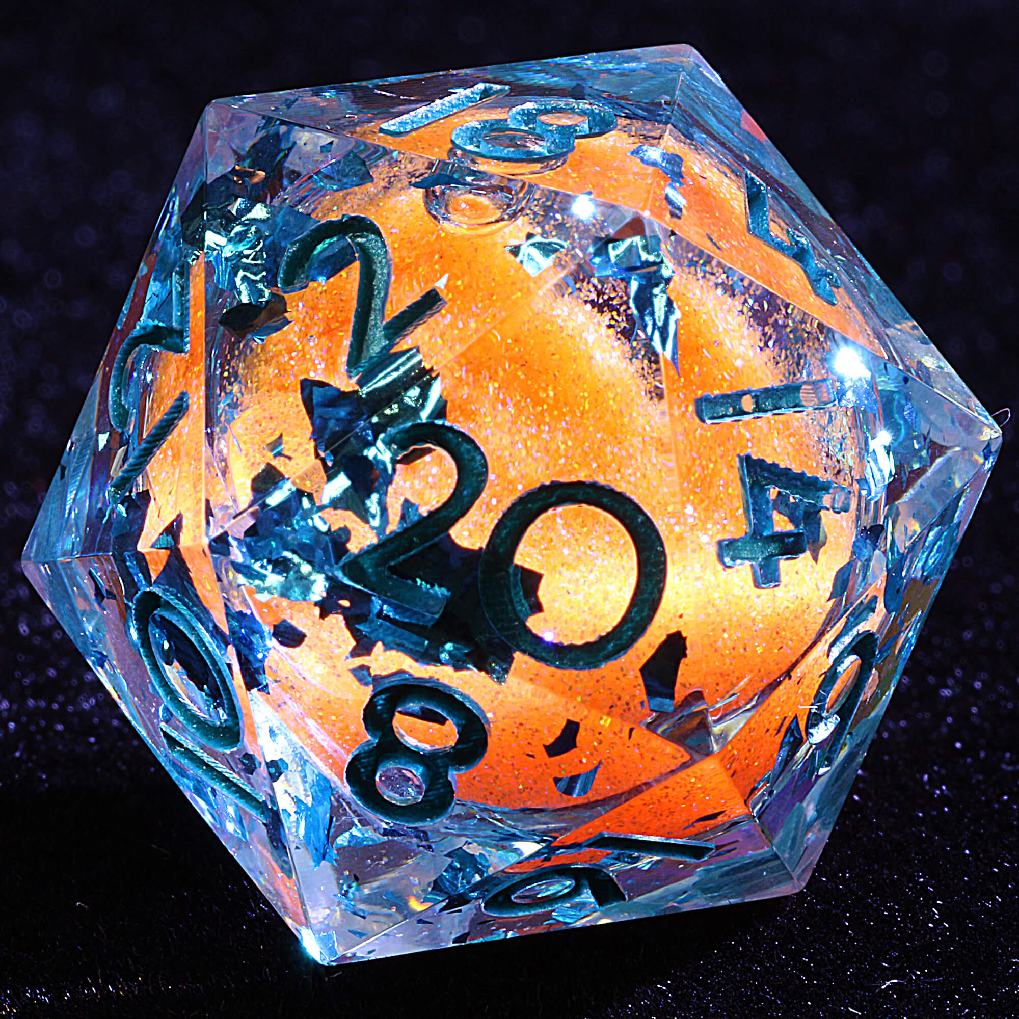 9 Polyhedral Resin Liquid Core Sets Dice DnD Azure Sand Tide - Dice of Dragons