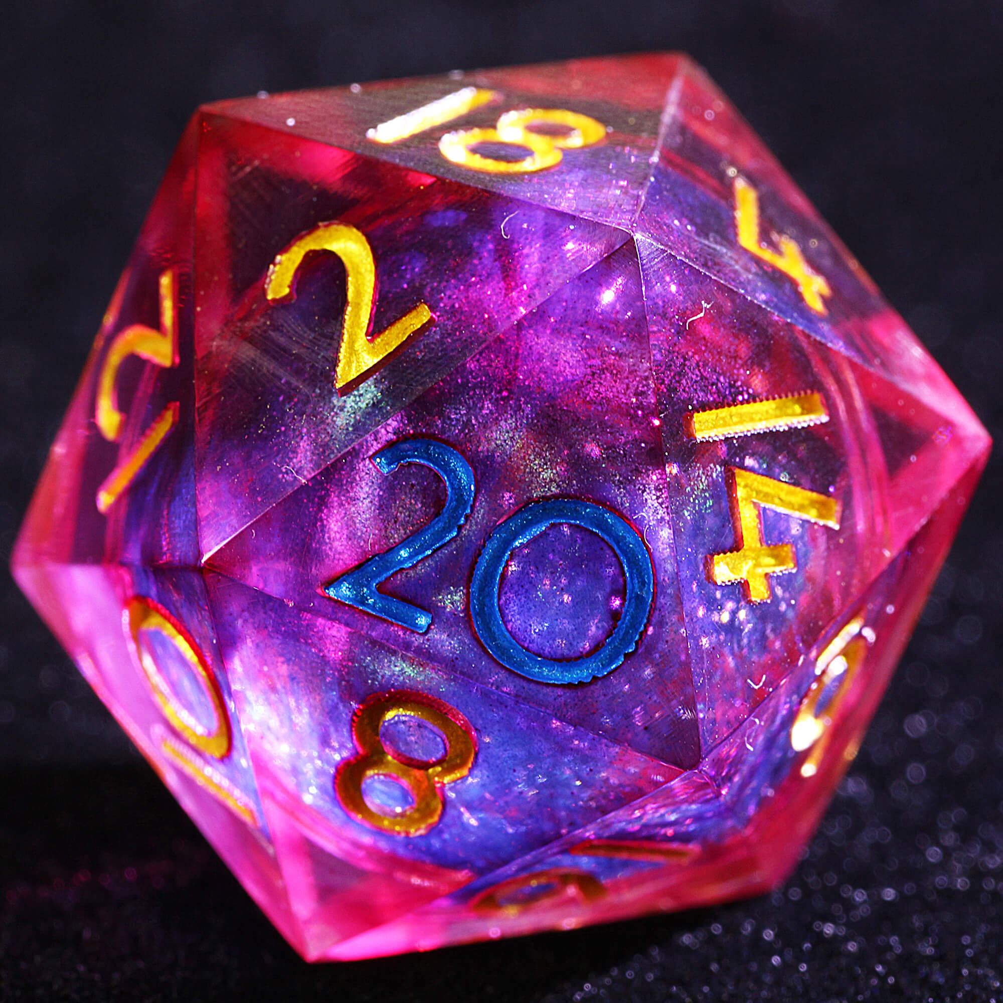 9 Polyhedral Resin Liquid Core Sets of Dice D and D Crimson Core Tide - Dice of Dragons