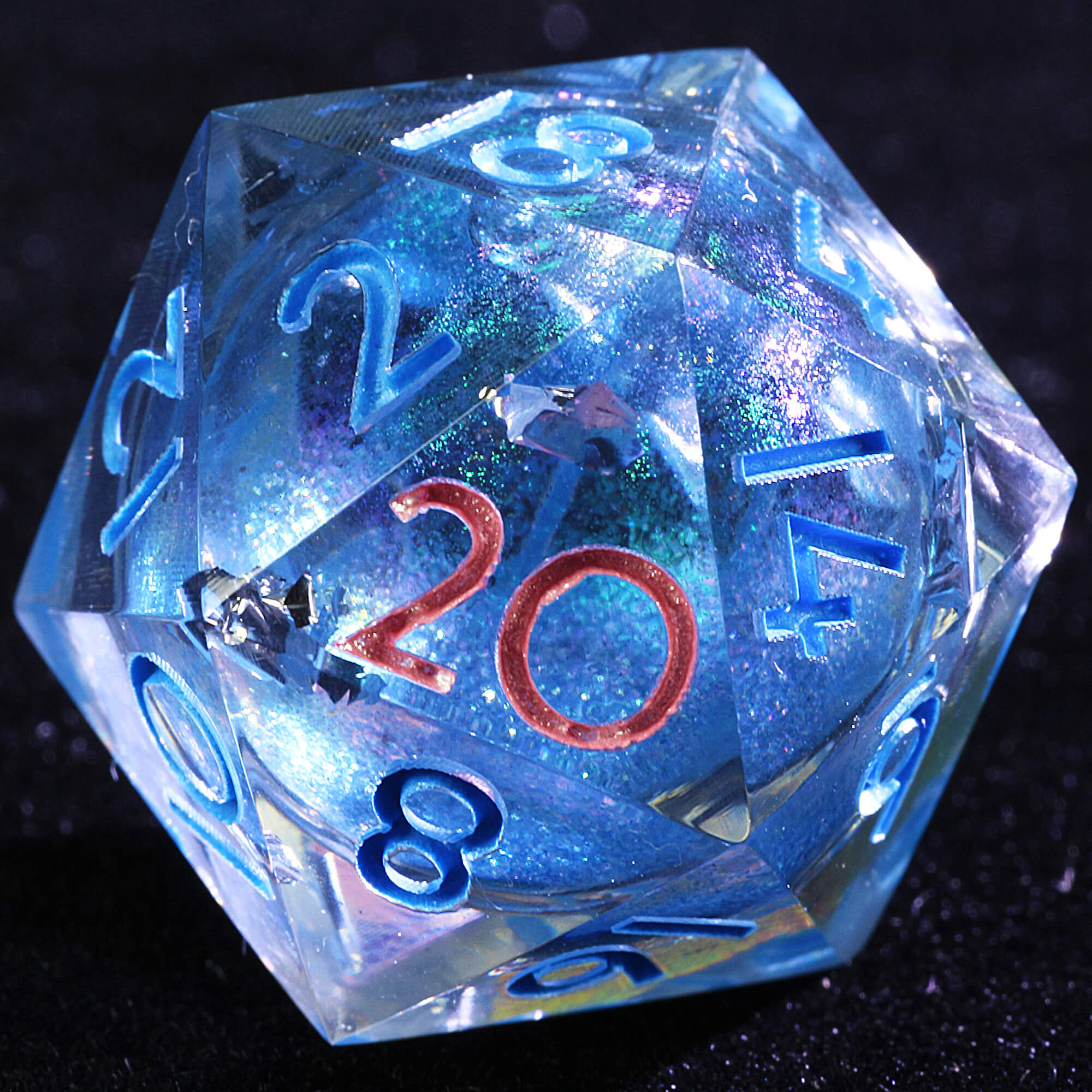 9 Polyhedral Resin Liquid Core Set of Dice DD Viridian Hex Tide - Dice of Dragons