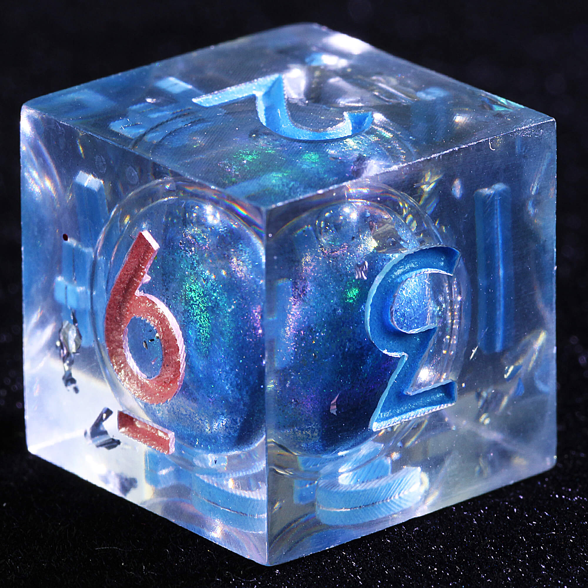 9 Polyhedral Resin Liquid Core Set of Dice DD Viridian Hex Tide - Dice of Dragons
