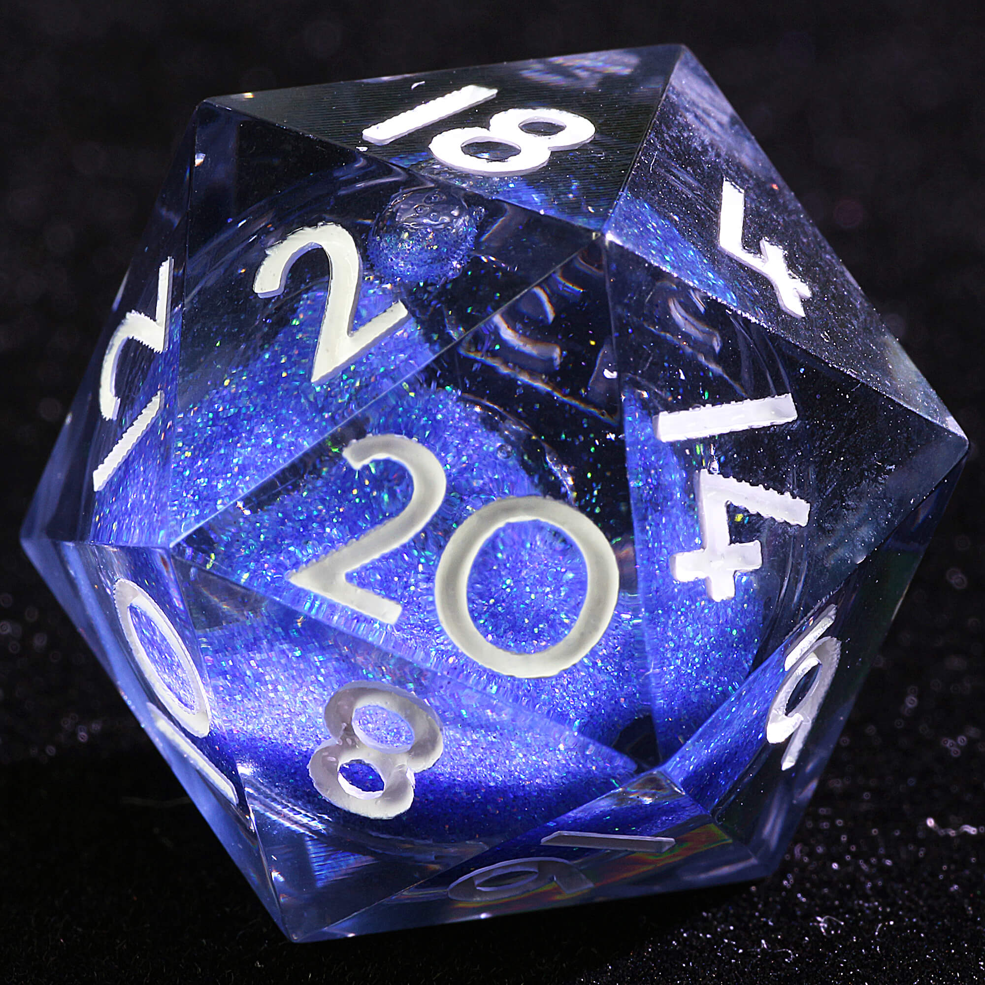 9 Polyhedral Resin Liquid Core Dice DD Set Rainbow Core Magma - Dice of Dragons