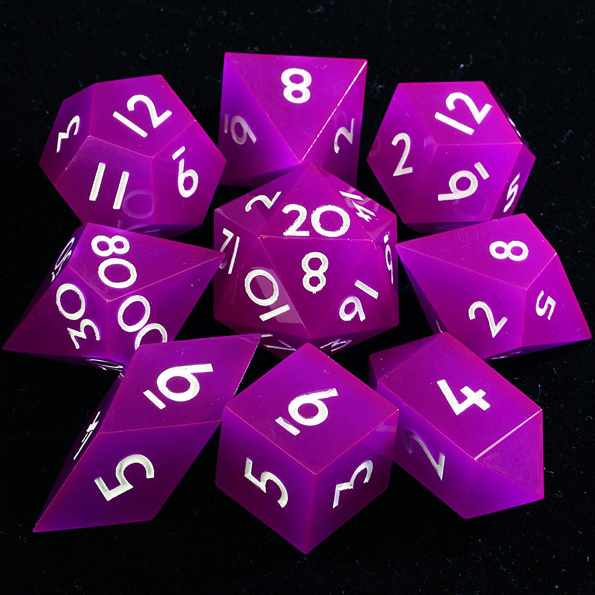 9 Polyhedral Resin Set DD Dice Ghost Flame Pupil - Dice of Dragons