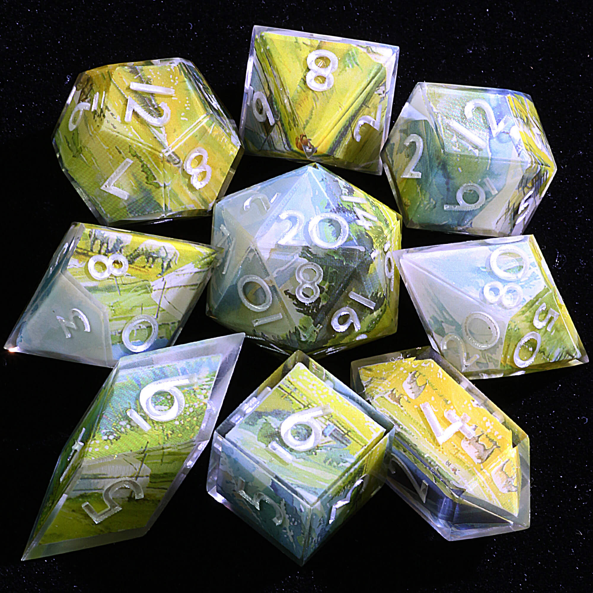 9 Polyhedral Resin Set DD Dice Wildwind - Dice of Dragons