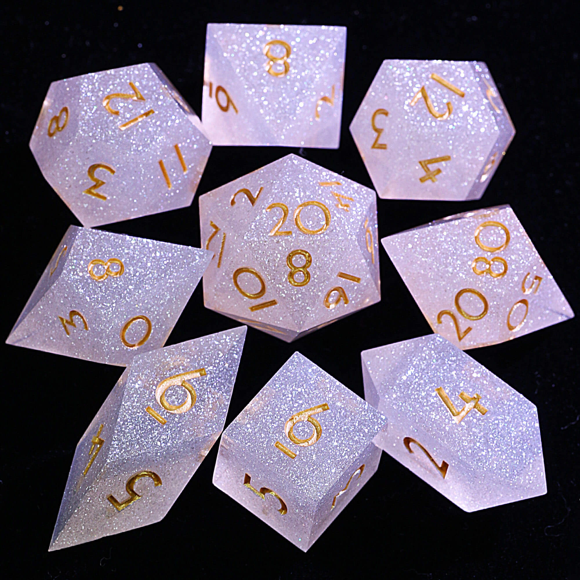 9 Polyhedral Resin Set Dice DD Dreamy Star River Gold - Dice of Dragons