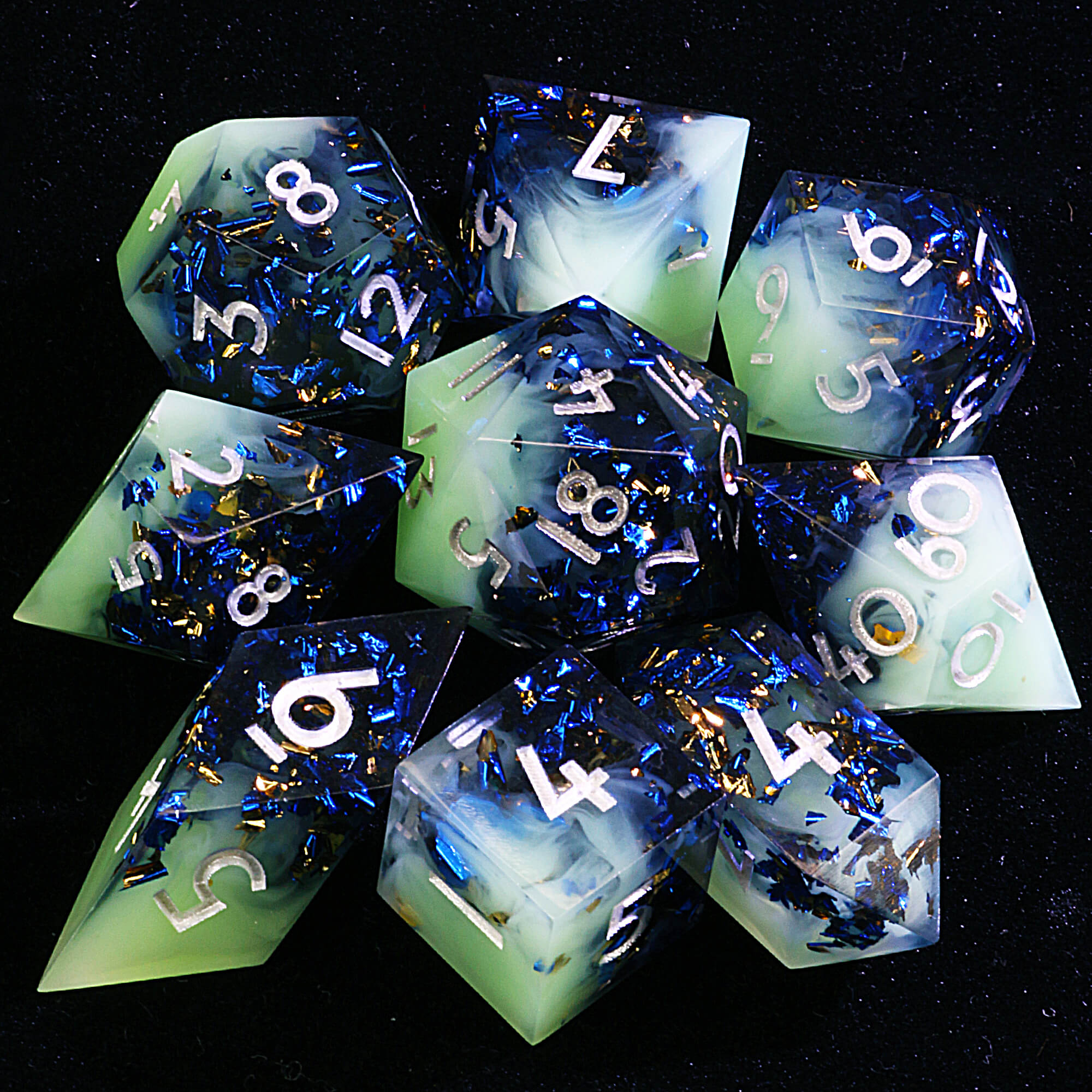 9 Polyhedral Resin Set DnD Dice Feywild Waters
