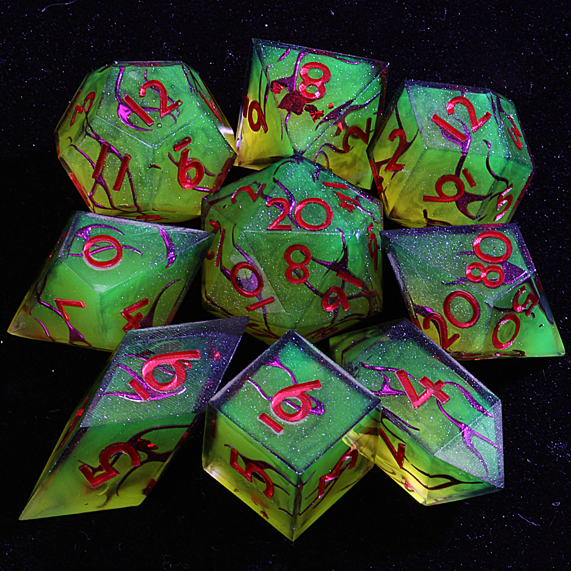 9 Polyhedral Resin Set of D&D Dice Venomous Vines