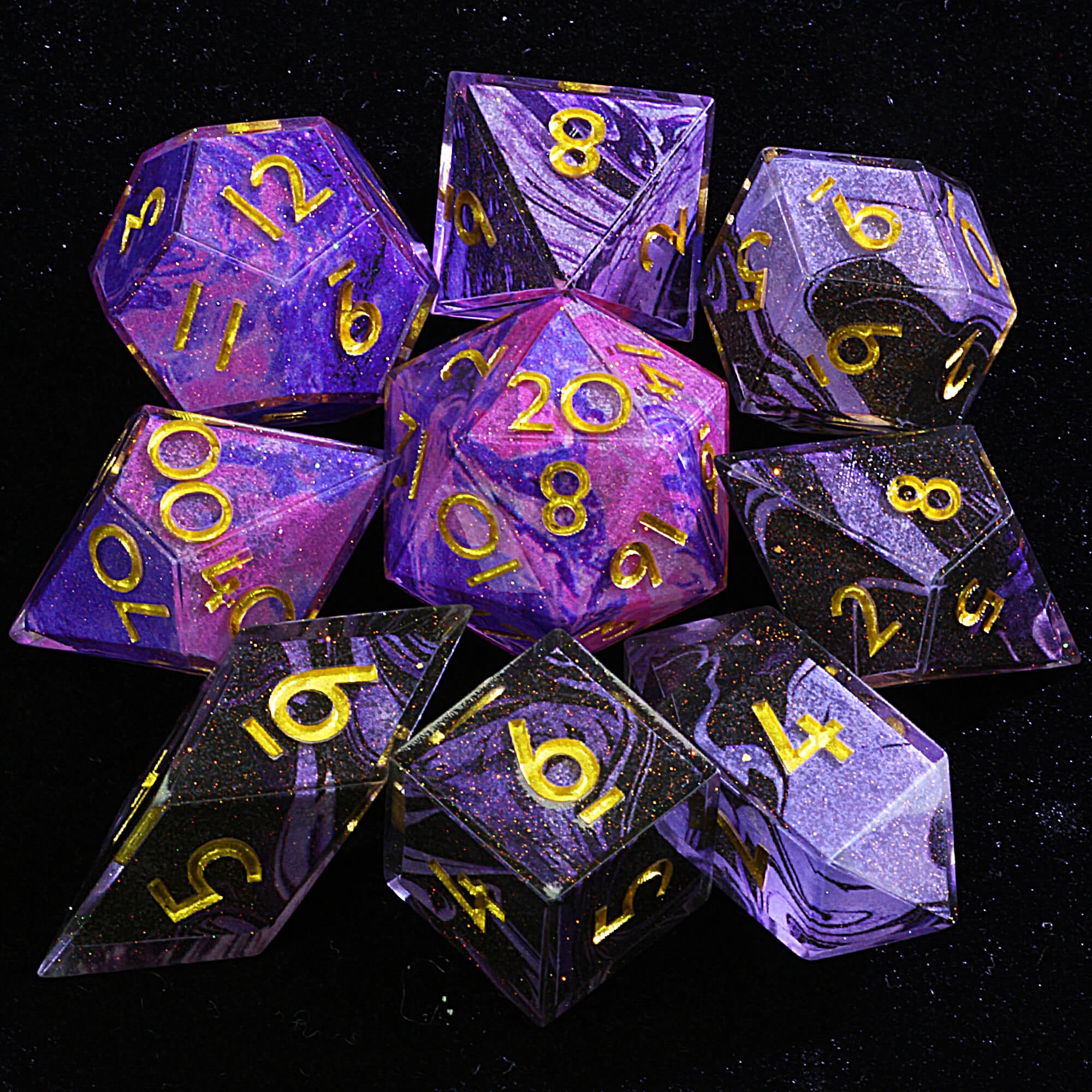 9 Polyhedral Resin Sets D and D Dice Arcane Nebula