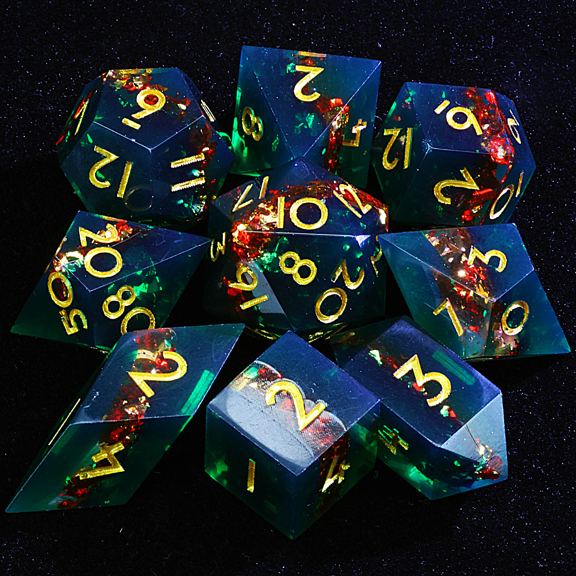 9 Polyhedral Resin Sets DD Dice Abyssal Blood