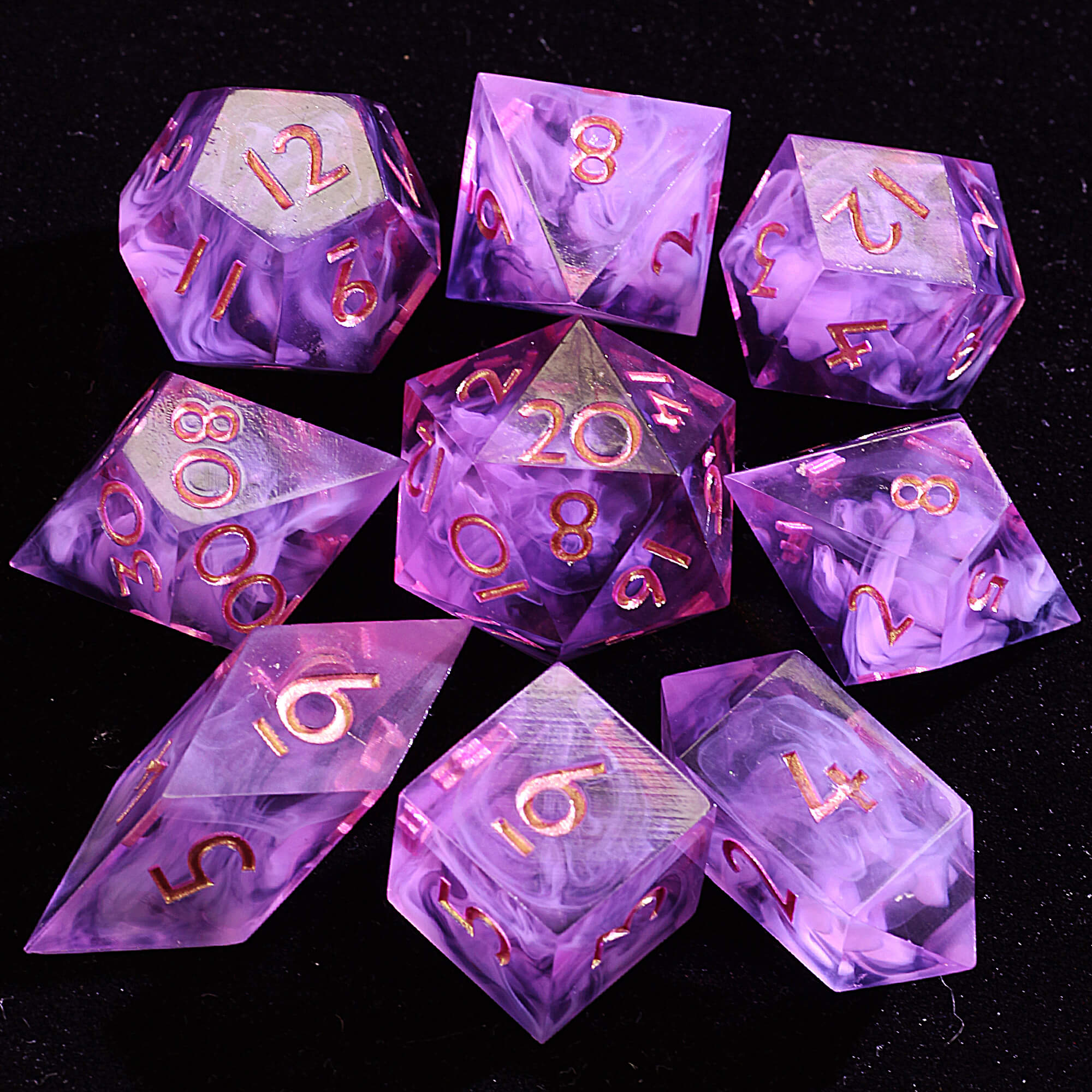 9 Polyhedral Resin Sets Dice DnD Miasma Abyss - Dice of Dragons