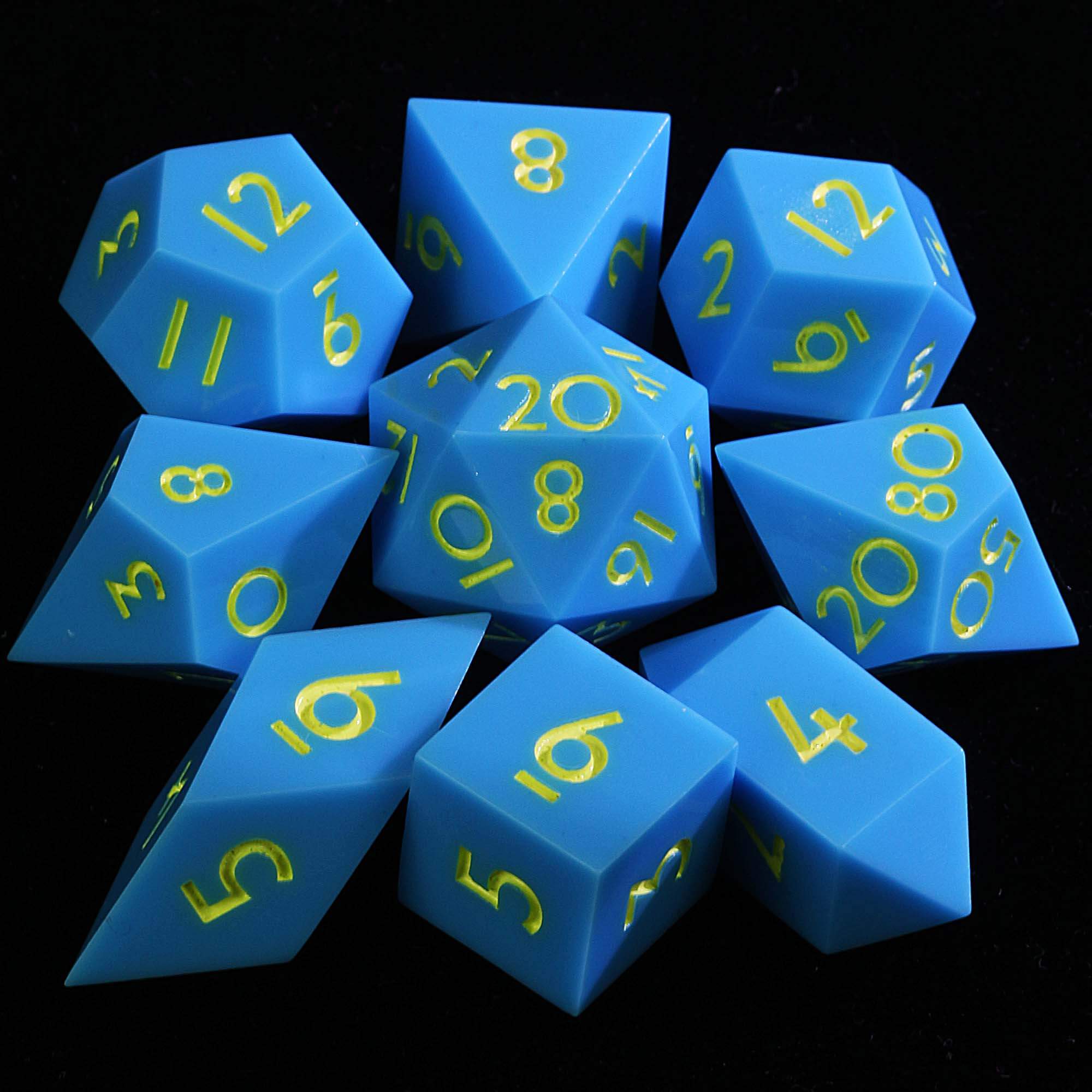 9 Polyhedral Resin Sets DnD Dice Cerulean Feather Cry - Dice of Dragons