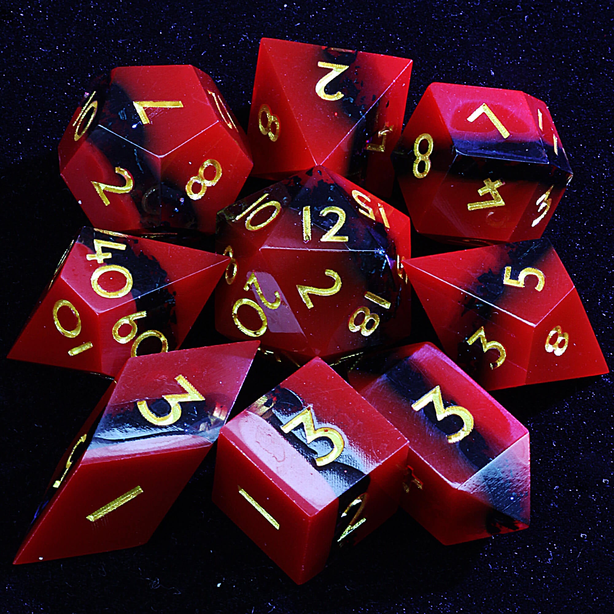 9 Polyhedral Resin Sets D&D Dice Crimson Inferno