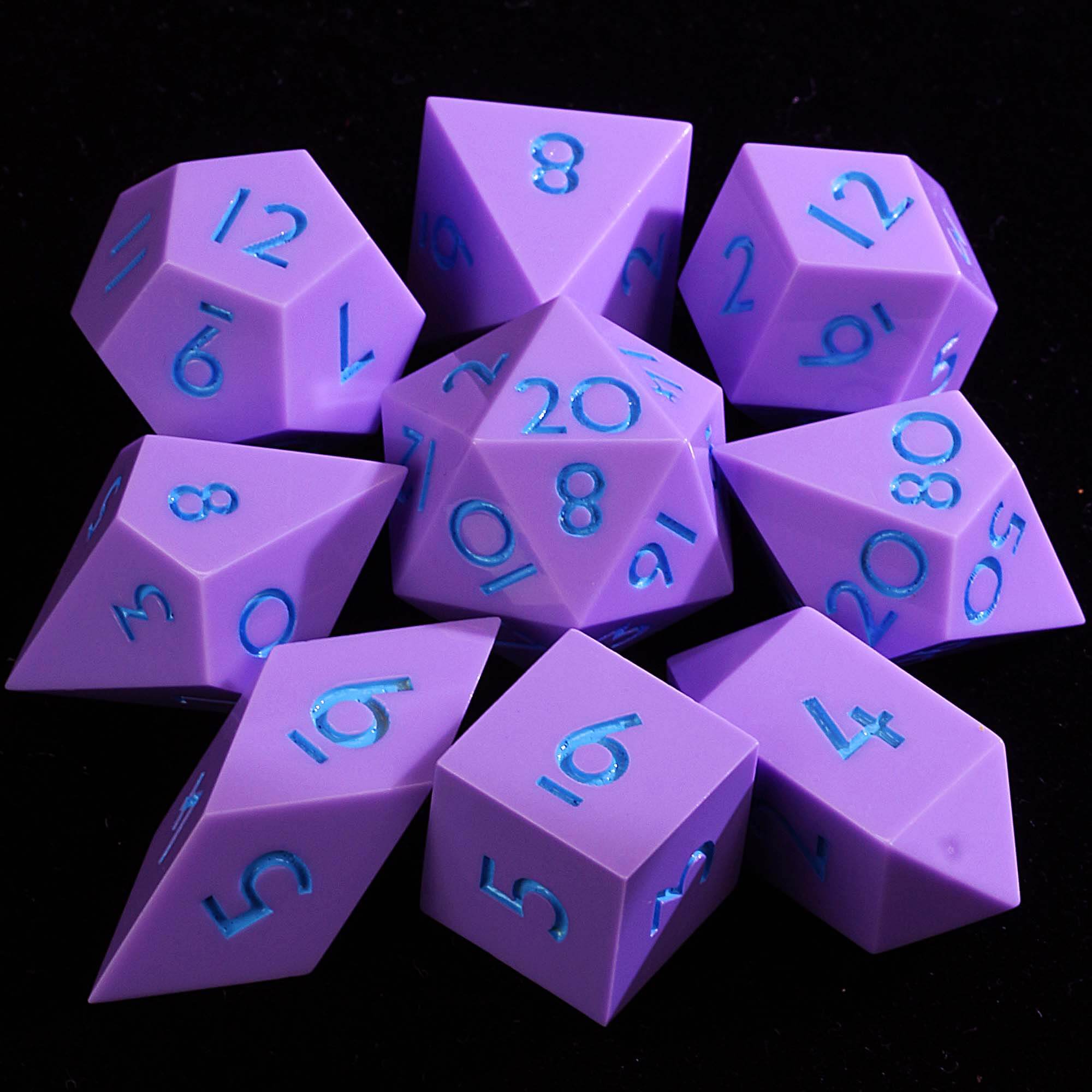9 Polyhedral Resin Sets D&D Dice Lilac Wish Candle - Dice of Dragons