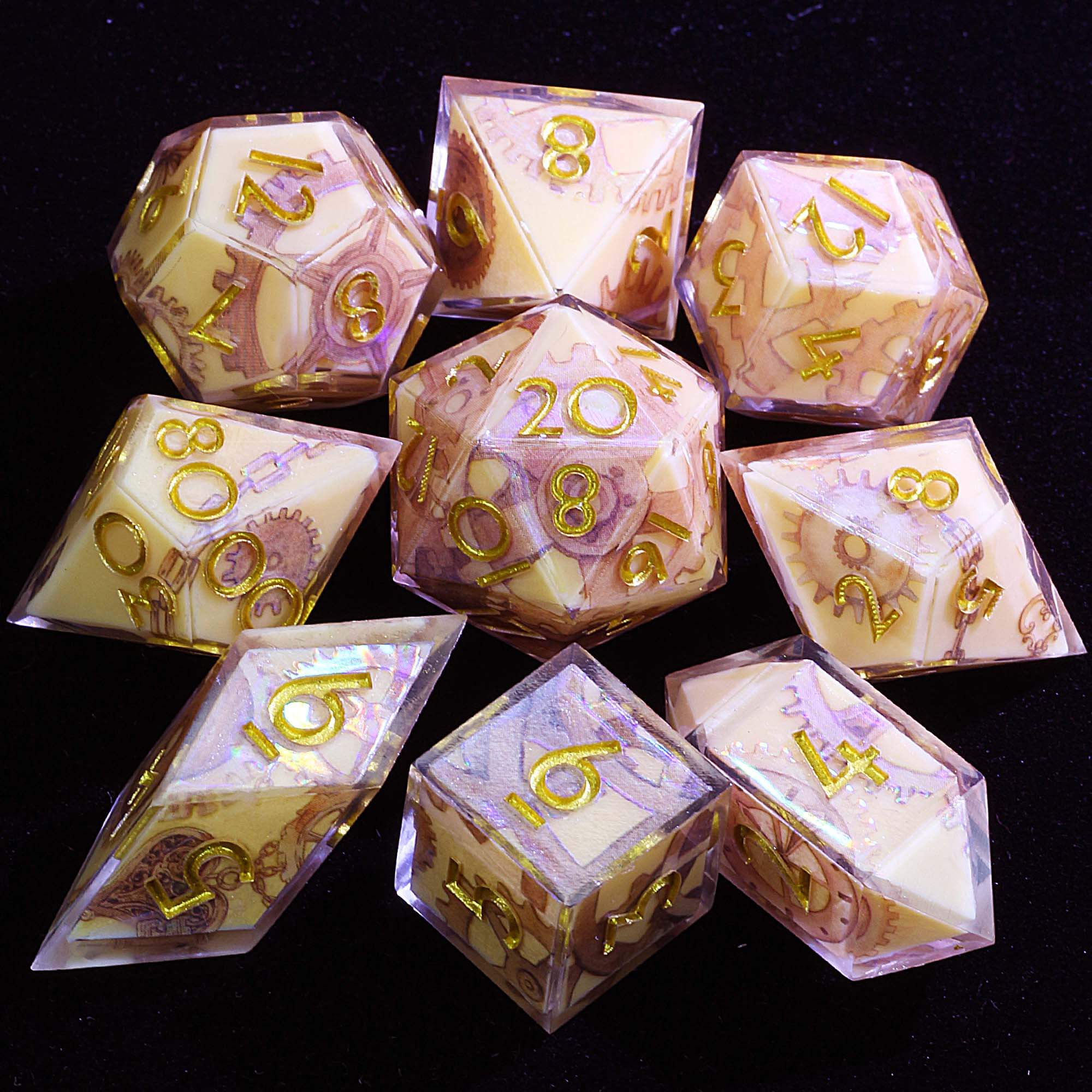 9 Polyhedral Resin Sets of Dice D and D Rusty Grar - Dice of Dragons