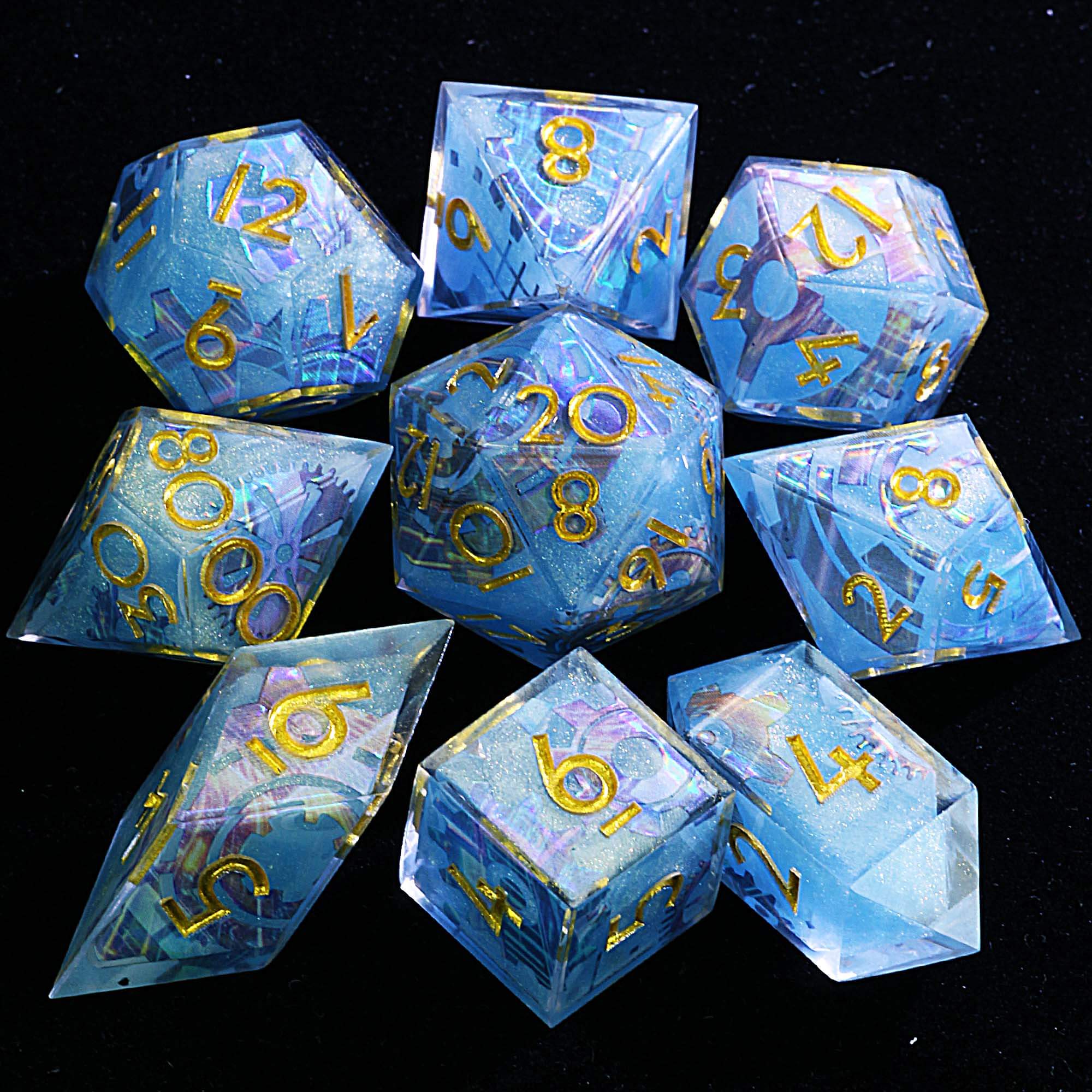 9 Polyhedral Resin Sets of Dice D&D Gear Weaving Web - Dice of Dragons
