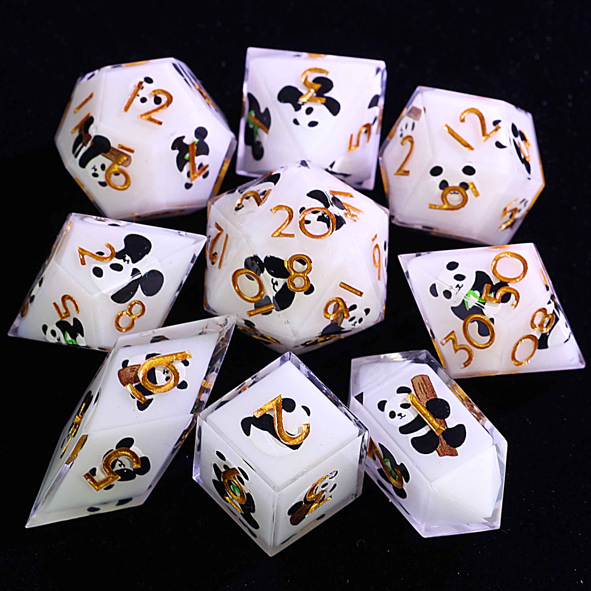 9 Polyhedral Resin Sets of D&D Dice Cute Panda