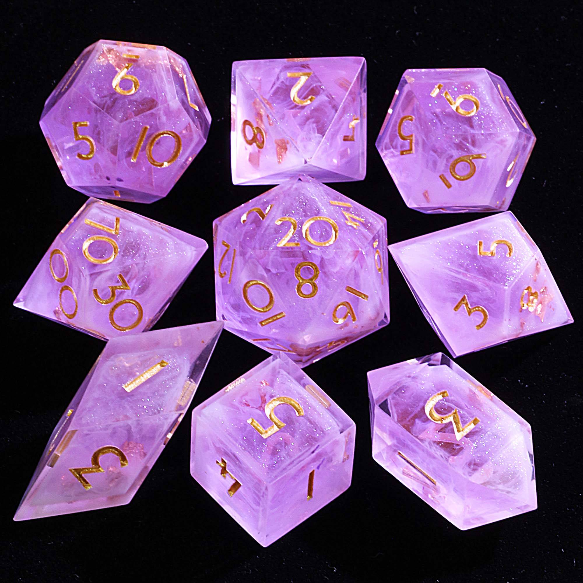 9 Polyhedral Set D and D Dice Mystic Veil - Dice of Dragons