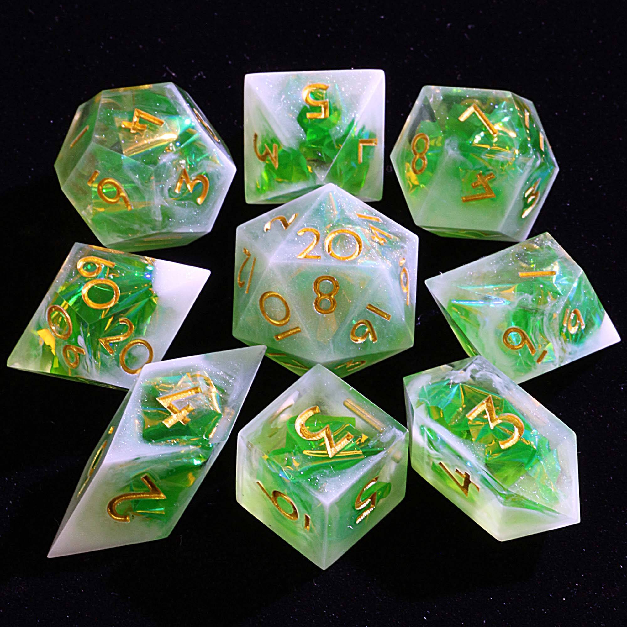 9 Polyhedral Set DnD Dice Aurora Borealis Forest - Dice of Dragons