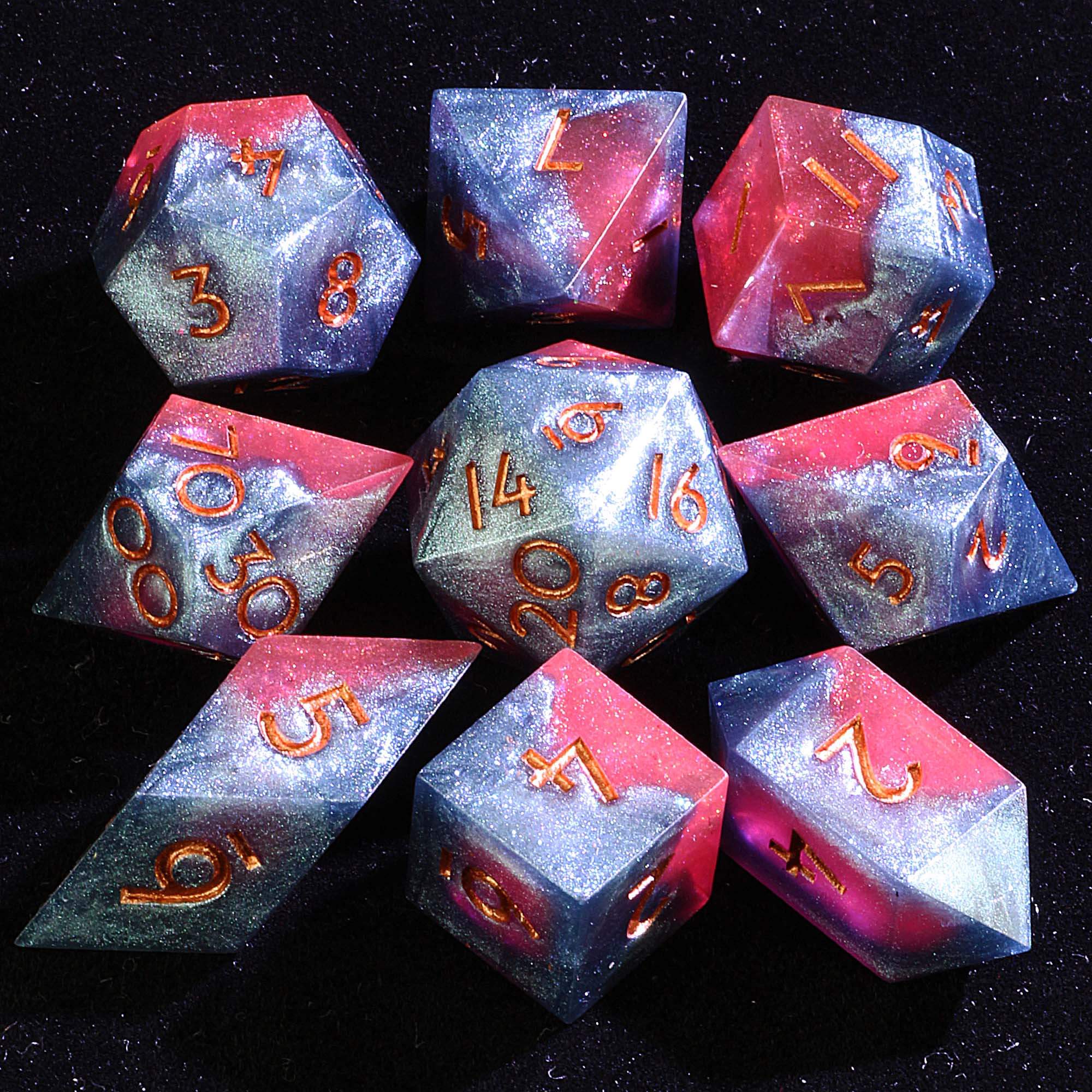 9 Polyhedral Set of DD Dice Nebula Fracture - Dice of Dragons