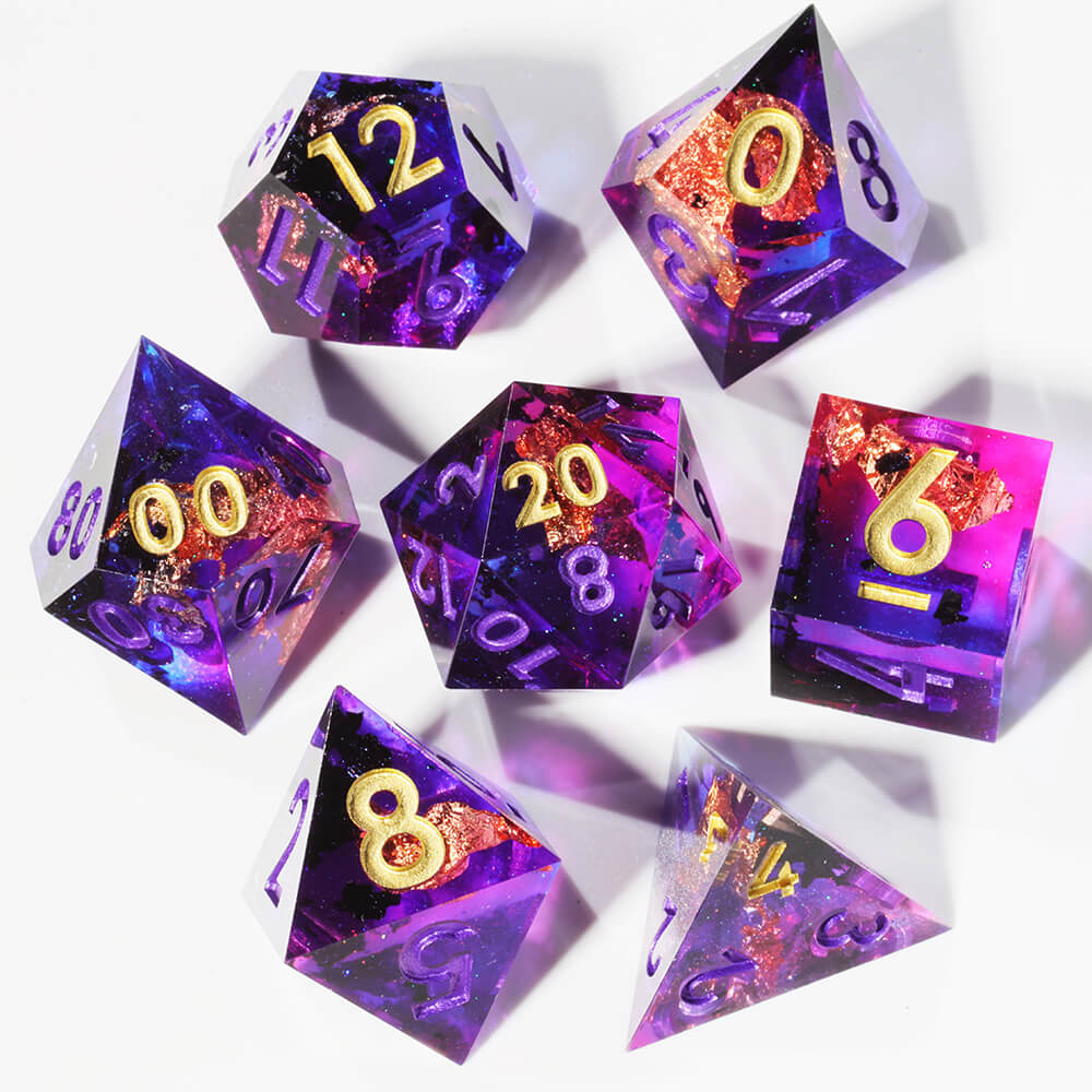 Amethyst Resin Polyhedral Awesome Dice Sets D&D - Dice of Dragons