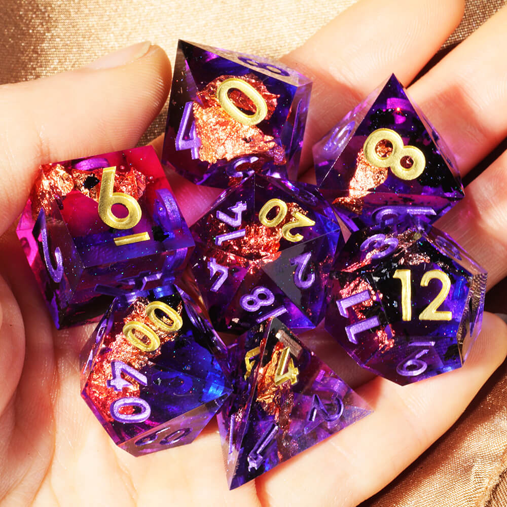 Amethyst Resin Polyhedral Awesome Dice Sets D&D - Dice of Dragons