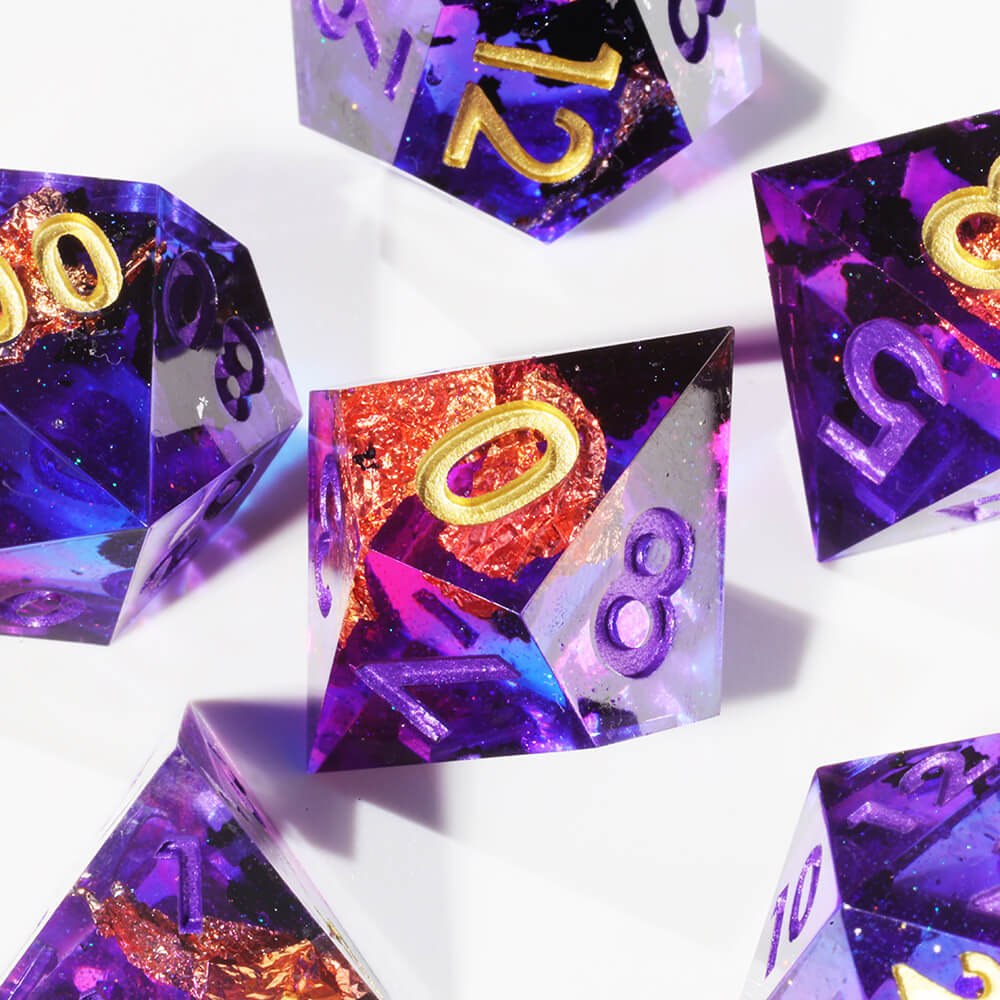 Amethyst Resin Polyhedral Awesome Dice Sets D&D - Dice of Dragons