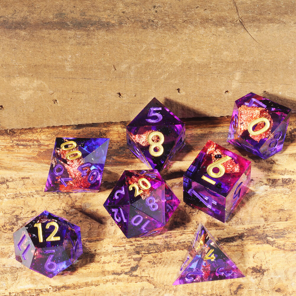 Amethyst Resin Polyhedral Awesome Dice Sets D&D - Dice of Dragons