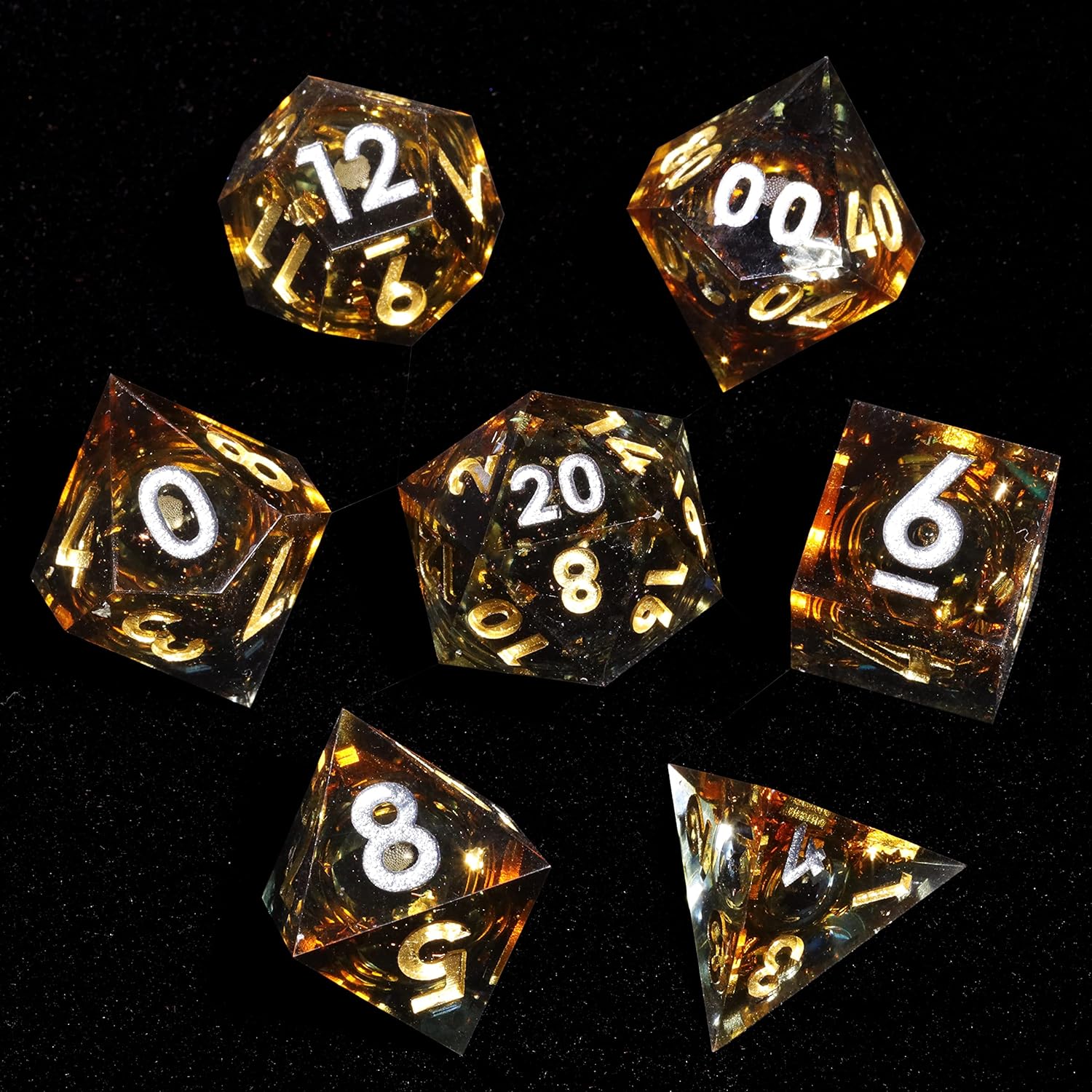 Ashbringer Sharp Edge Resin Polyhedral 7-Piece D&D Dice Set - Dice of Dragons