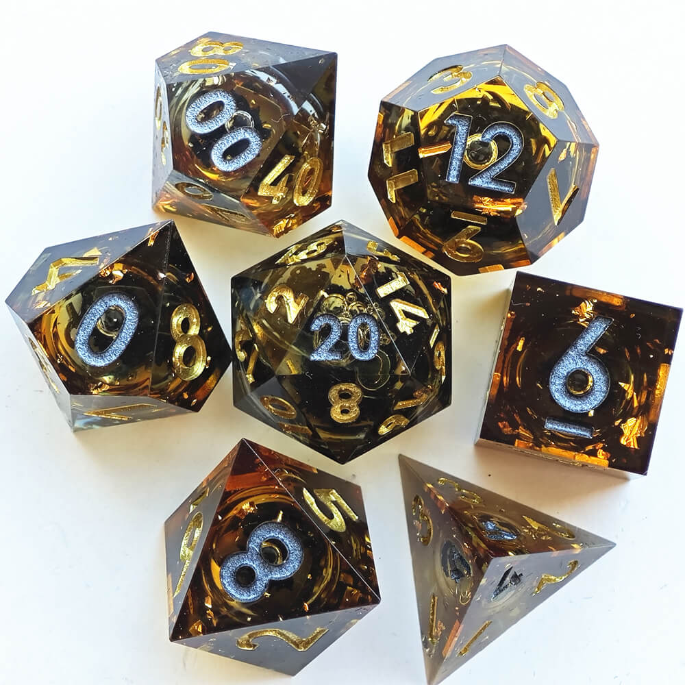 Ashbringer Sharp Edge Resin Polyhedral 7-Piece D&D Dice Set - Dice of Dragons