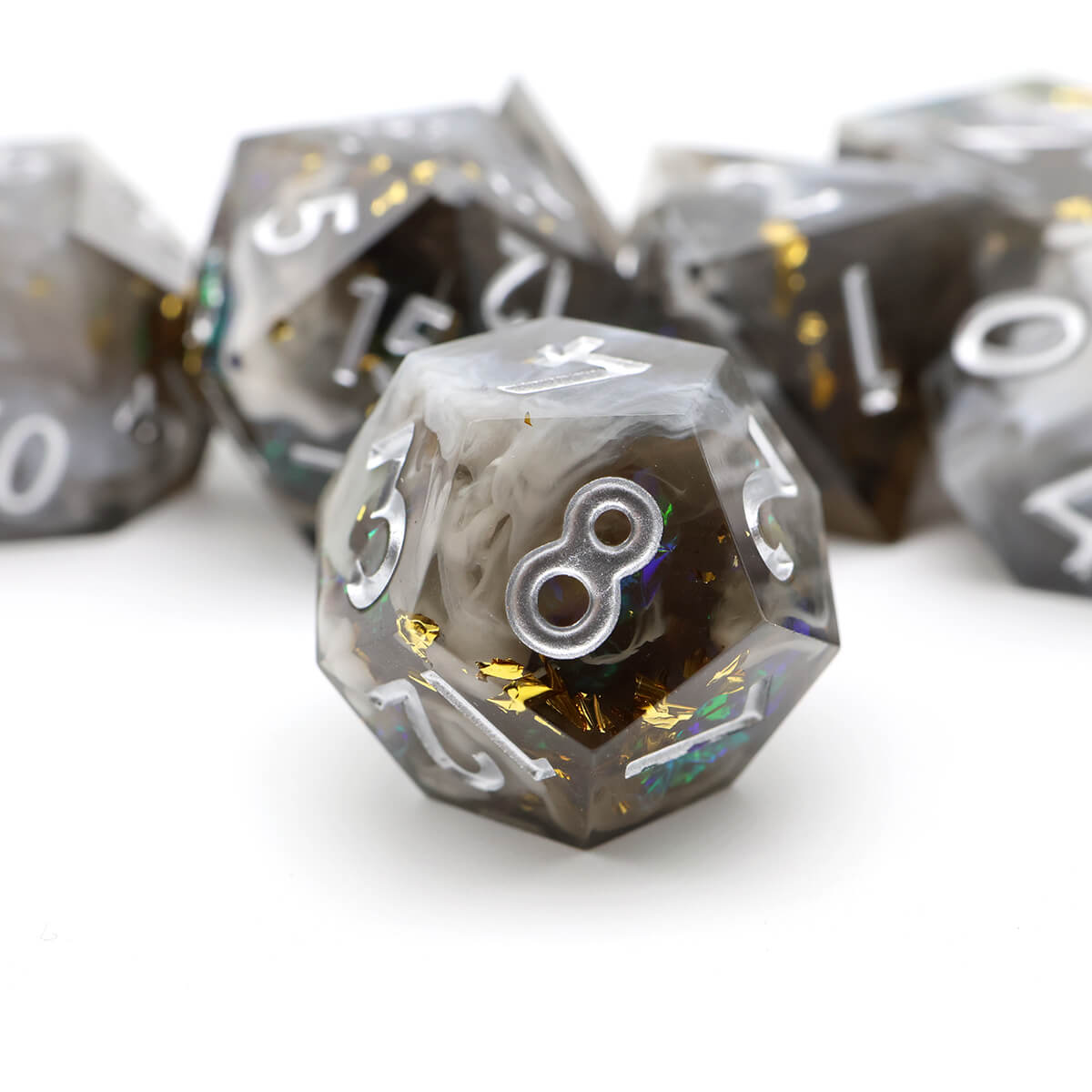 Black Hole 7-Piece Sharp Edge DND Dice Set - Dice of Dragons