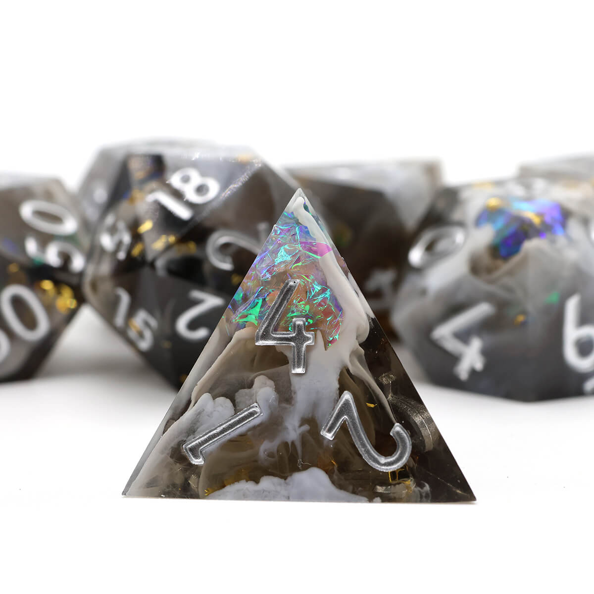 Black Hole 7-Piece Sharp Edge DND Dice Set - Dice of Dragons