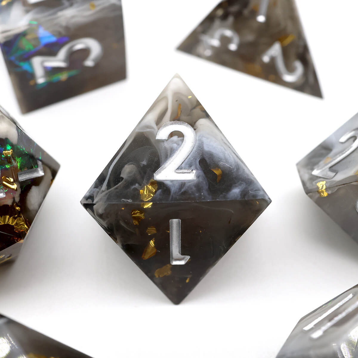 Black Hole 7-Piece Sharp Edge DND Dice Set - Dice of Dragons