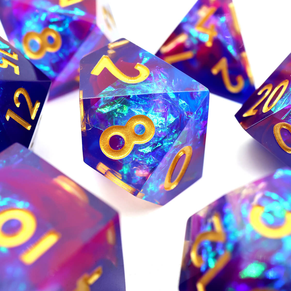 Blue Elf DND Dice Set 7-Piece Sharp Edge - Dice of Dragons