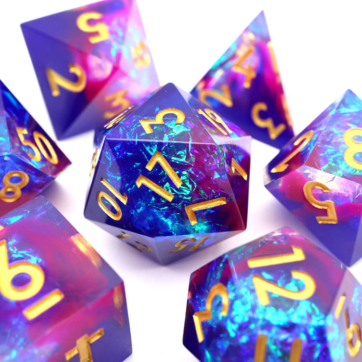 Blue Elf DND Dice Set 7-Piece Sharp Edge - Dice of Dragons