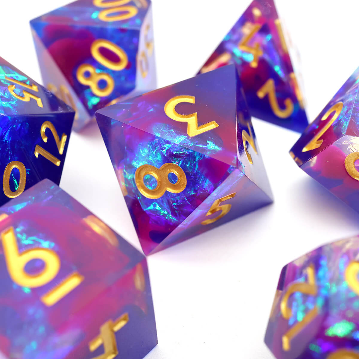 Blue Elf DND Dice Set 7-Piece Sharp Edge - Dice of Dragons