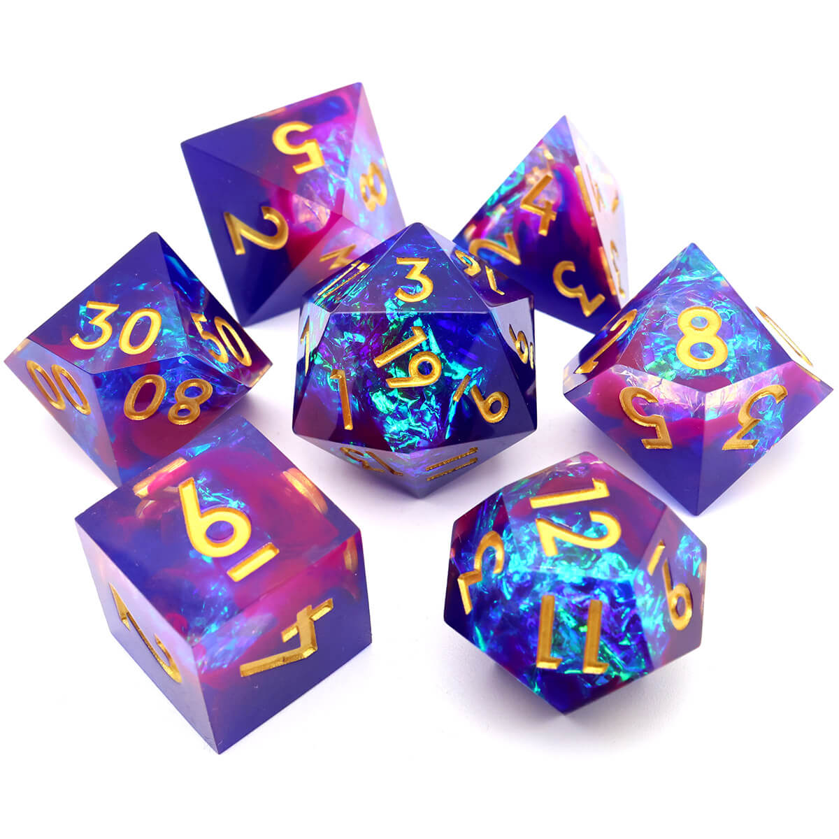 Blue Elf DND Dice Set 7-Piece Sharp Edge - Dice of Dragons