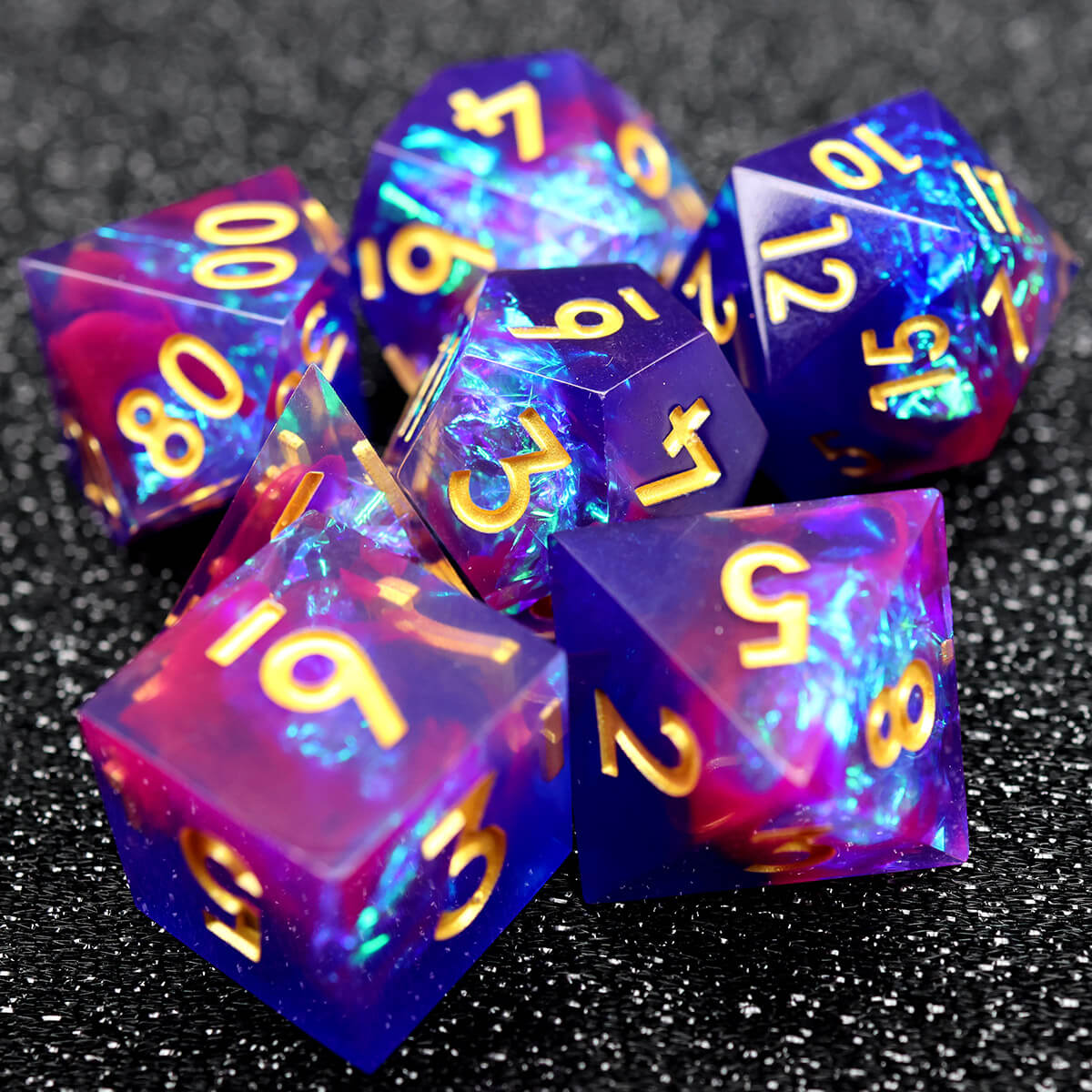 Blue Elf DND Dice Set 7-Piece Sharp Edge - Dice of Dragons