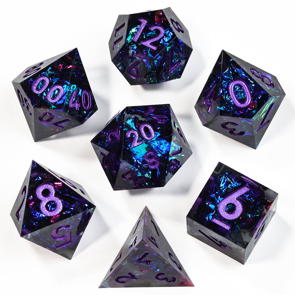 Bluestar Unusual Polyhedral Resin 7 D and D Dice Set - Dice of Dragons