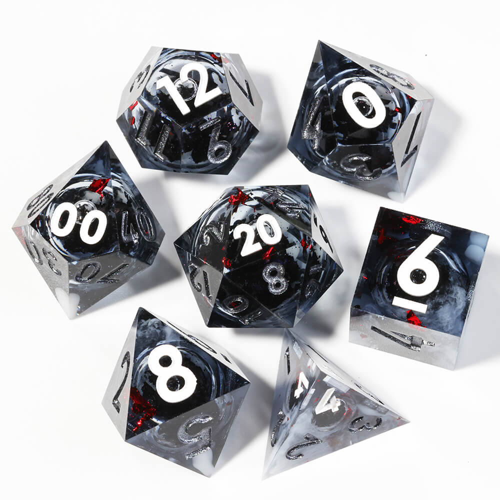 Bury Love Resin Polyhedral Liquid Core Dice Sets D&D - Dice of Dragons