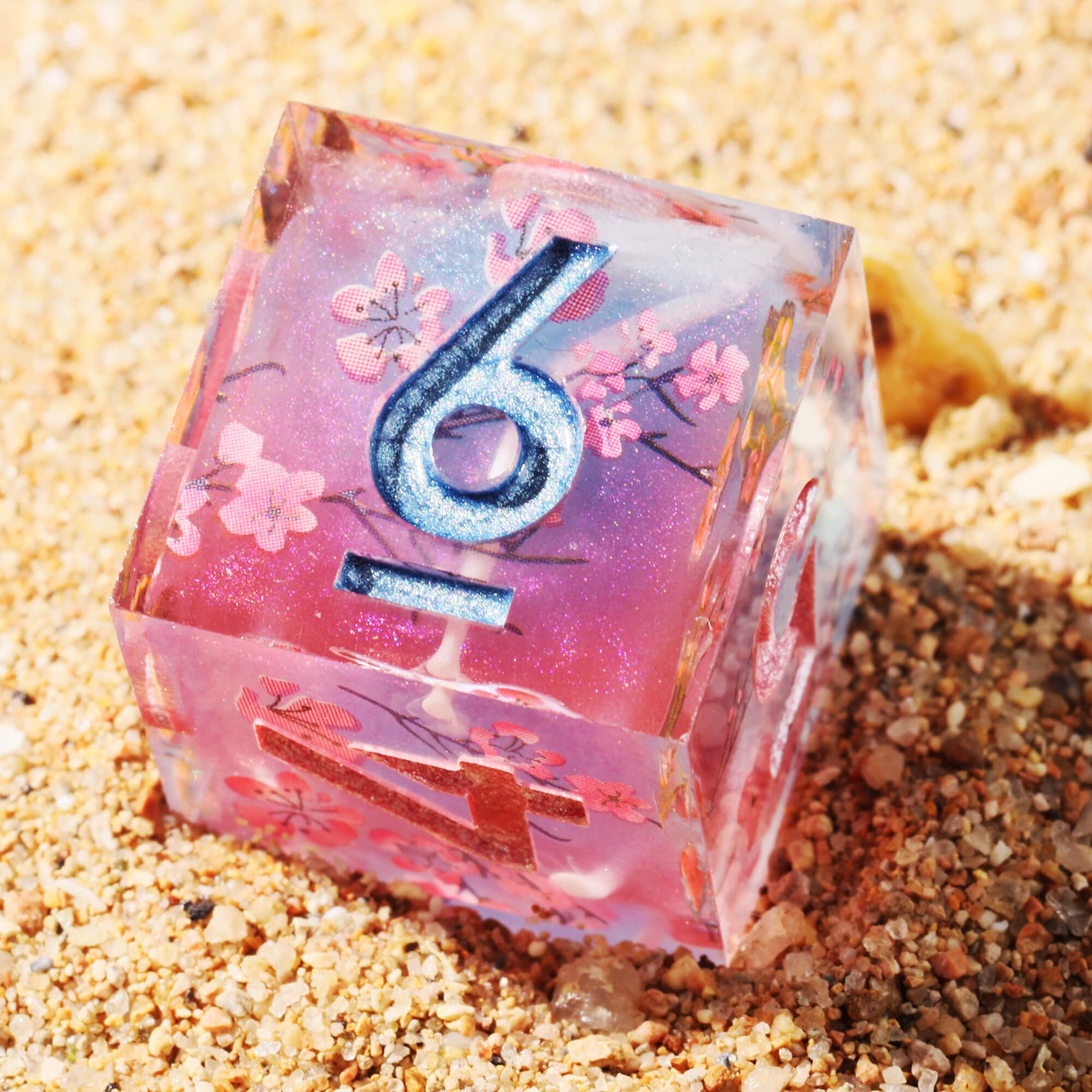 Cherry Blossom 7Piece Sharp Edge D&D Dice Set Dice of