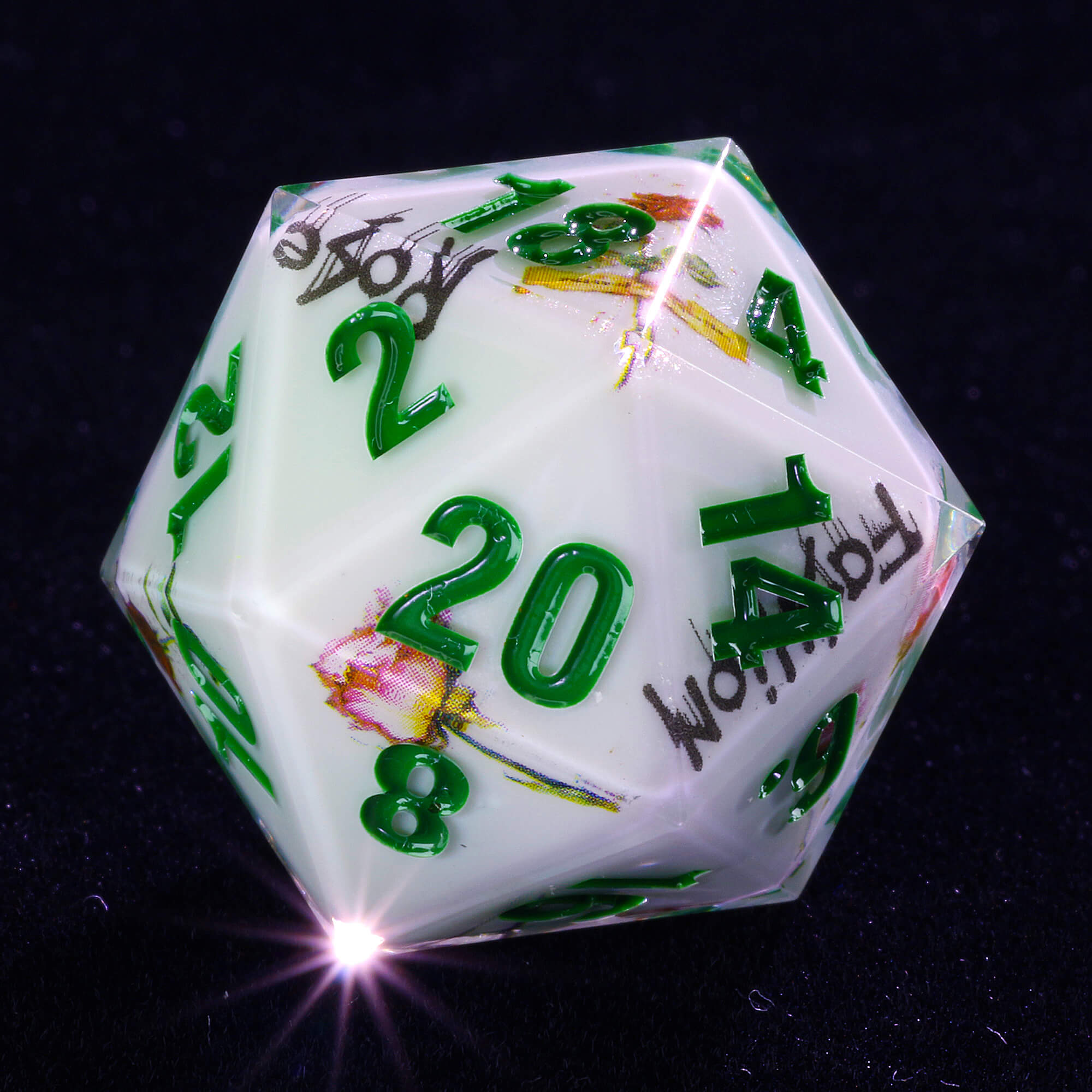 Cool 7 Polyhedral Resin Dice Set D&D Flower White - Dice of Dragons