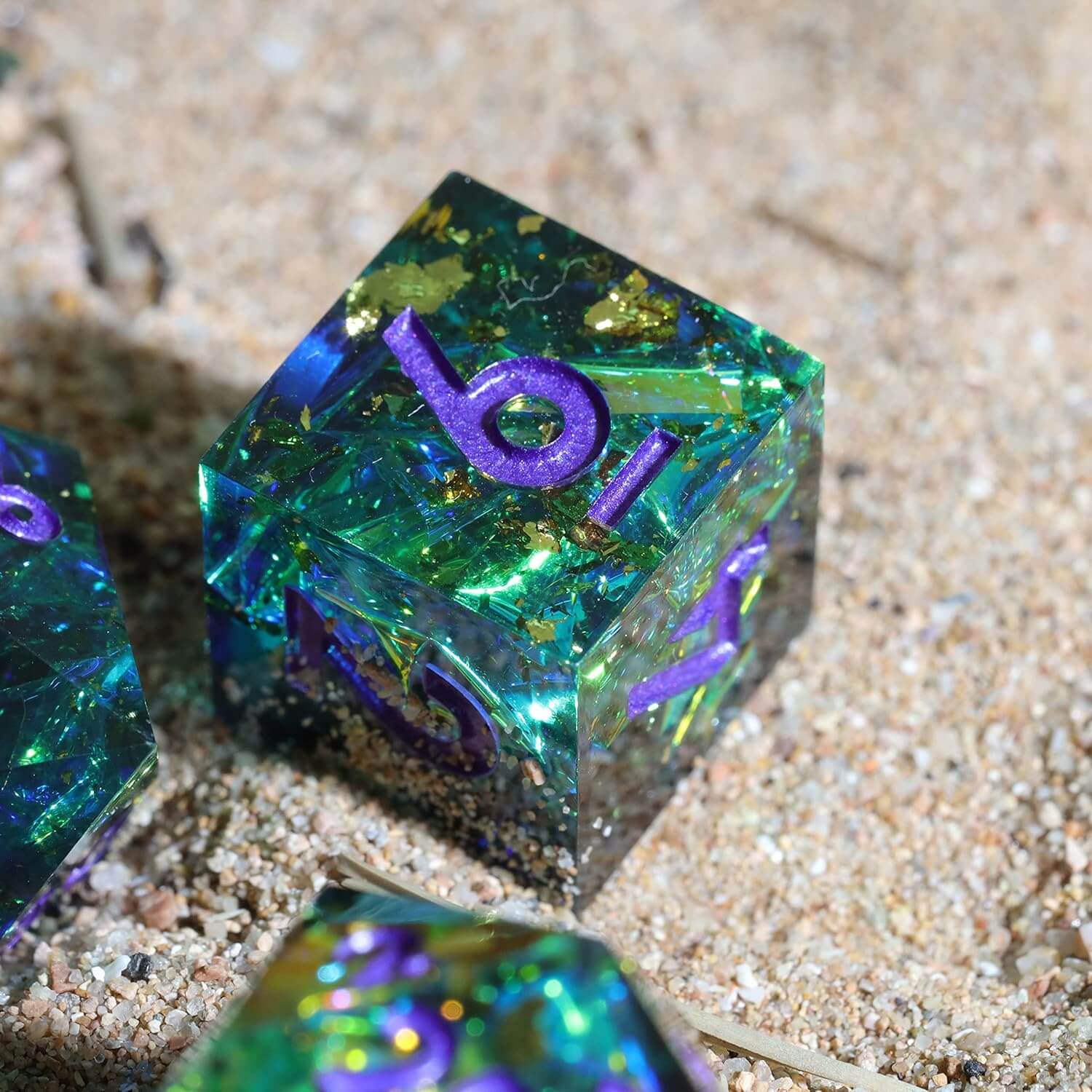 Cool 7 Sharp Edge Game Polyhedral Set Dice D and D - Turquoise - Dice of Dragons