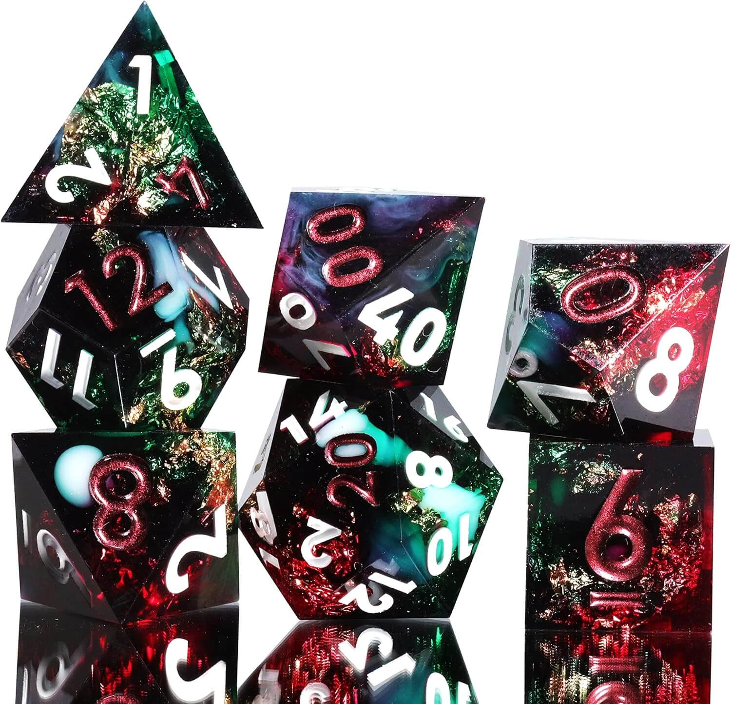 Cool 7 Sharp Edge Game Polyhedral Set Dice D and D - Abyss - Dice of Dragons