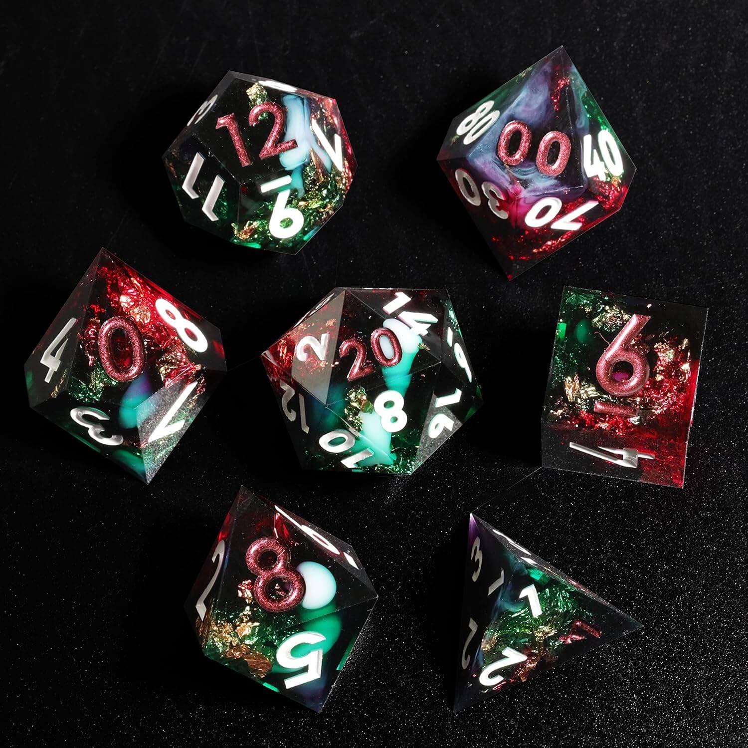 Cool 7 Sharp Edge Game Polyhedral Set Dice D and D - Abyss - Dice of Dragons