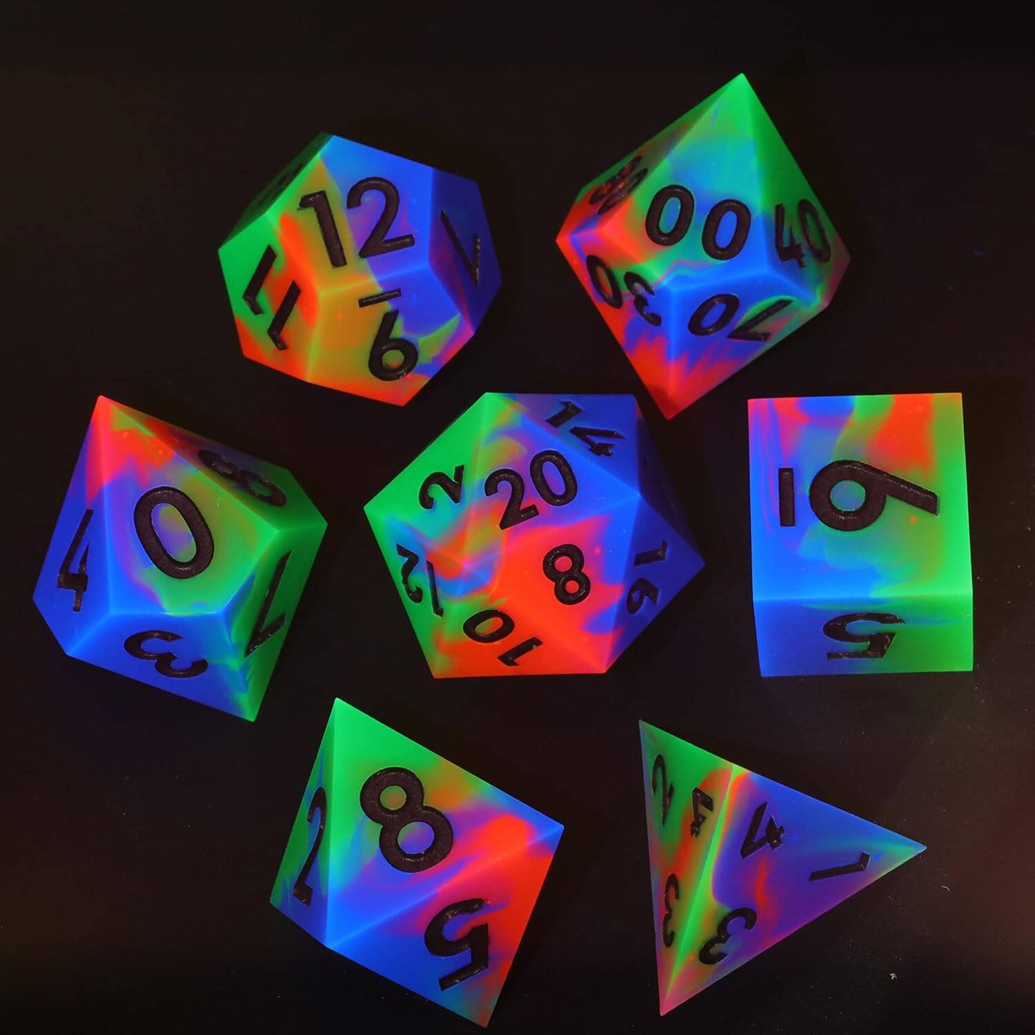 Cool 7 Sharp Edge Game Polyhedral Set Dice D and D - Ghost Light - Dice of Dragons