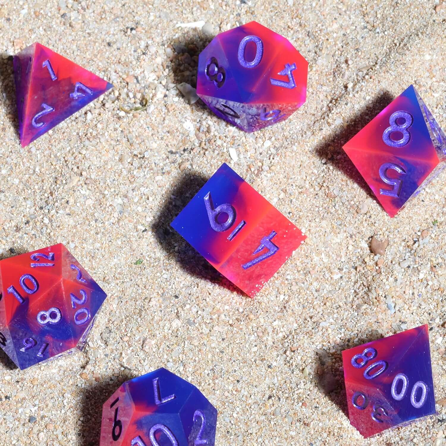 Cool 7 Sharp Edge Game Polyhedral Set Dice D and D - UV Miracle - Dice of Dragons