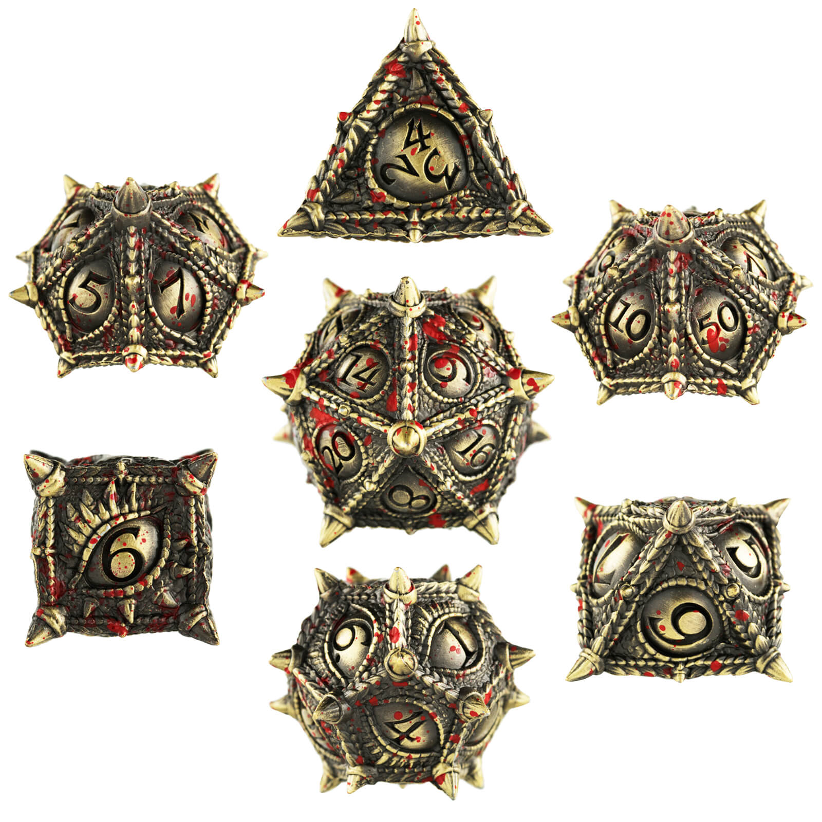 Dragon Eye Polyhedral Metal DnD Dice Sets - Ancient Bronze Blood - Dice of Dragons