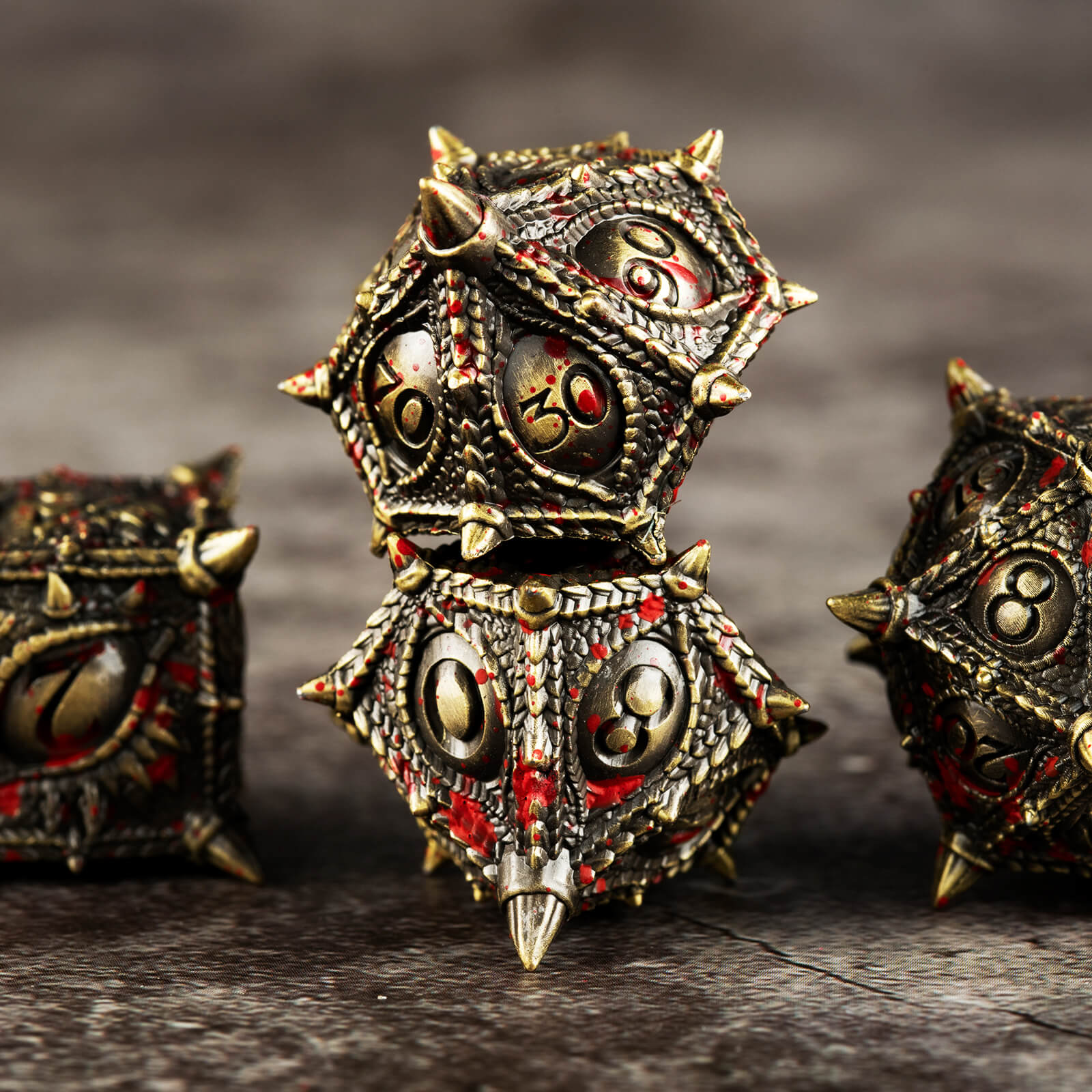 Dragon Eye Polyhedral Metal DnD Dice Sets - Ancient Bronze Blood - Dice of Dragons