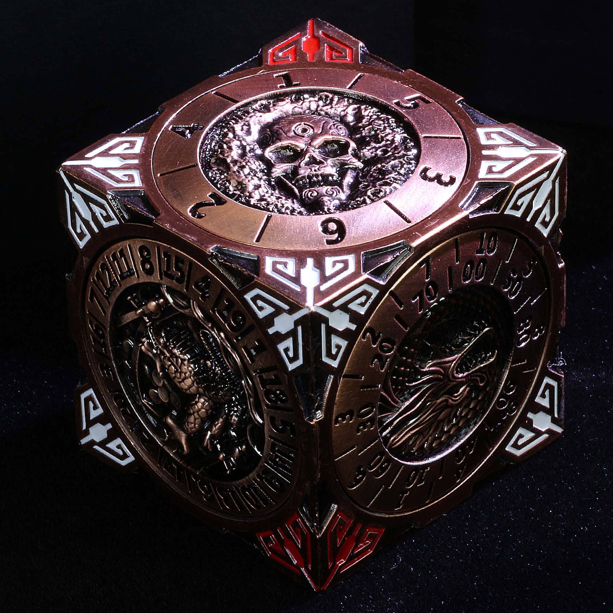 Dragon Cthulhu Skull 7 in 1 Cube 6-sided Rotating DND Metal Dice - Dice of Dragons