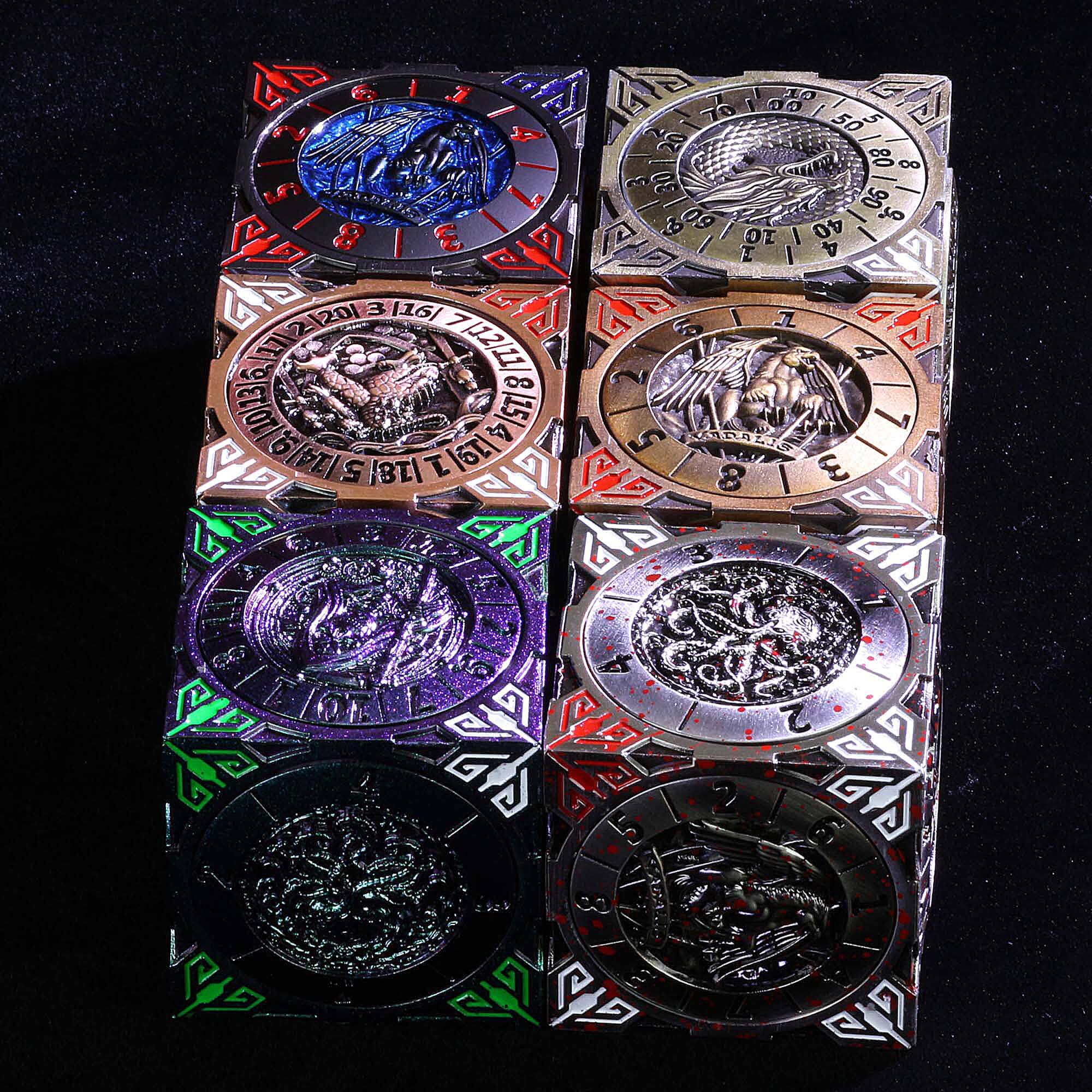 Dragon Cthulhu Skull 7 in 1 Cube 6-sided Rotating DND Metal Dice - Dice of Dragons