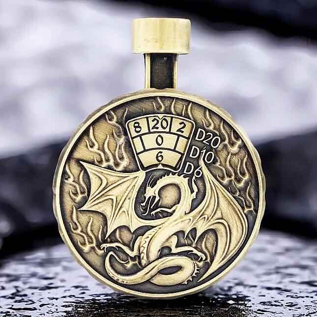 Cthulhu Wyvern 7 in 1 Button Presser Spinning DnD Metal Dice Bottle Roulette Game - Dice of Dragons